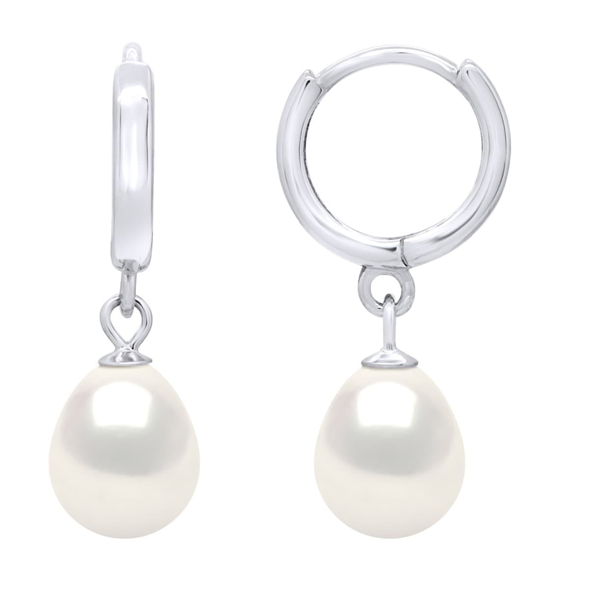 Boucles d'Oreilles Véritables Perles d'Eau Douce Poires 8-9 mm — Argent 925 Millièmes Rhodié 3
