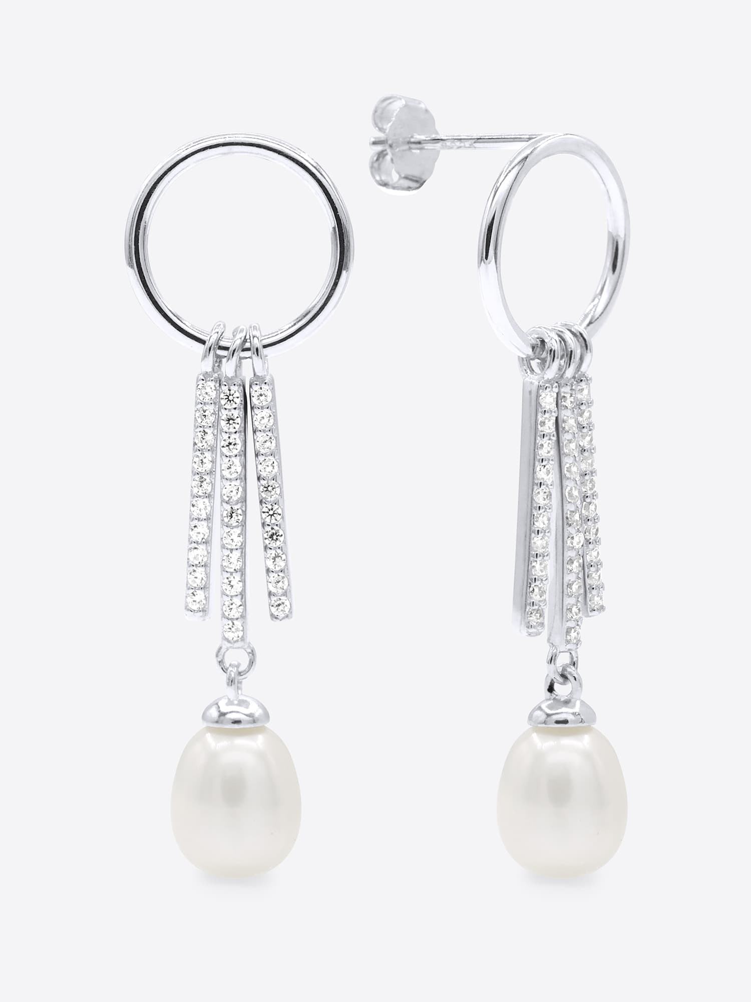 Boucles d'Oreilles Véritable Perle d'Eau Douce Poire 7-8 mm — Argent 925 Millièmes Rhodié 1