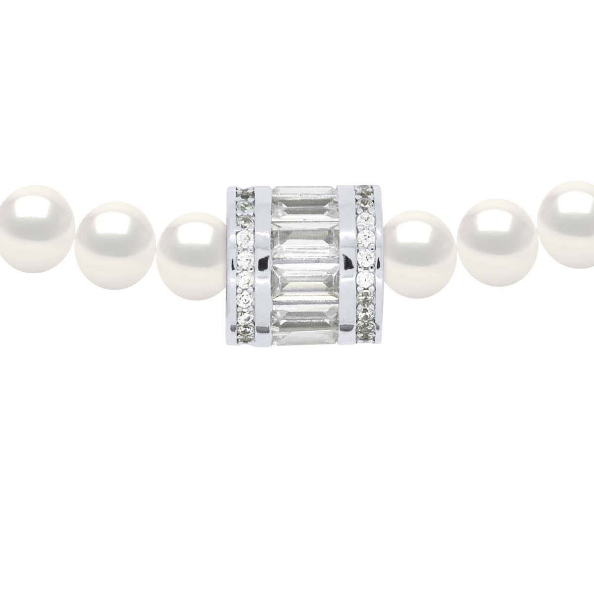 Collier Véritables Perles d'Eau Douce Semi-Rondes 5-6 mm — Argent 925 Millièmes — 42 cm 1