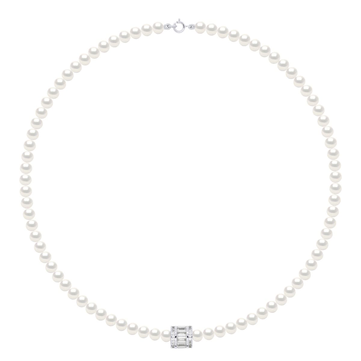 Collier Véritables Perles d'Eau Douce Semi-Rondes 5-6 mm — Argent 925 Millièmes — 42 cm 3
