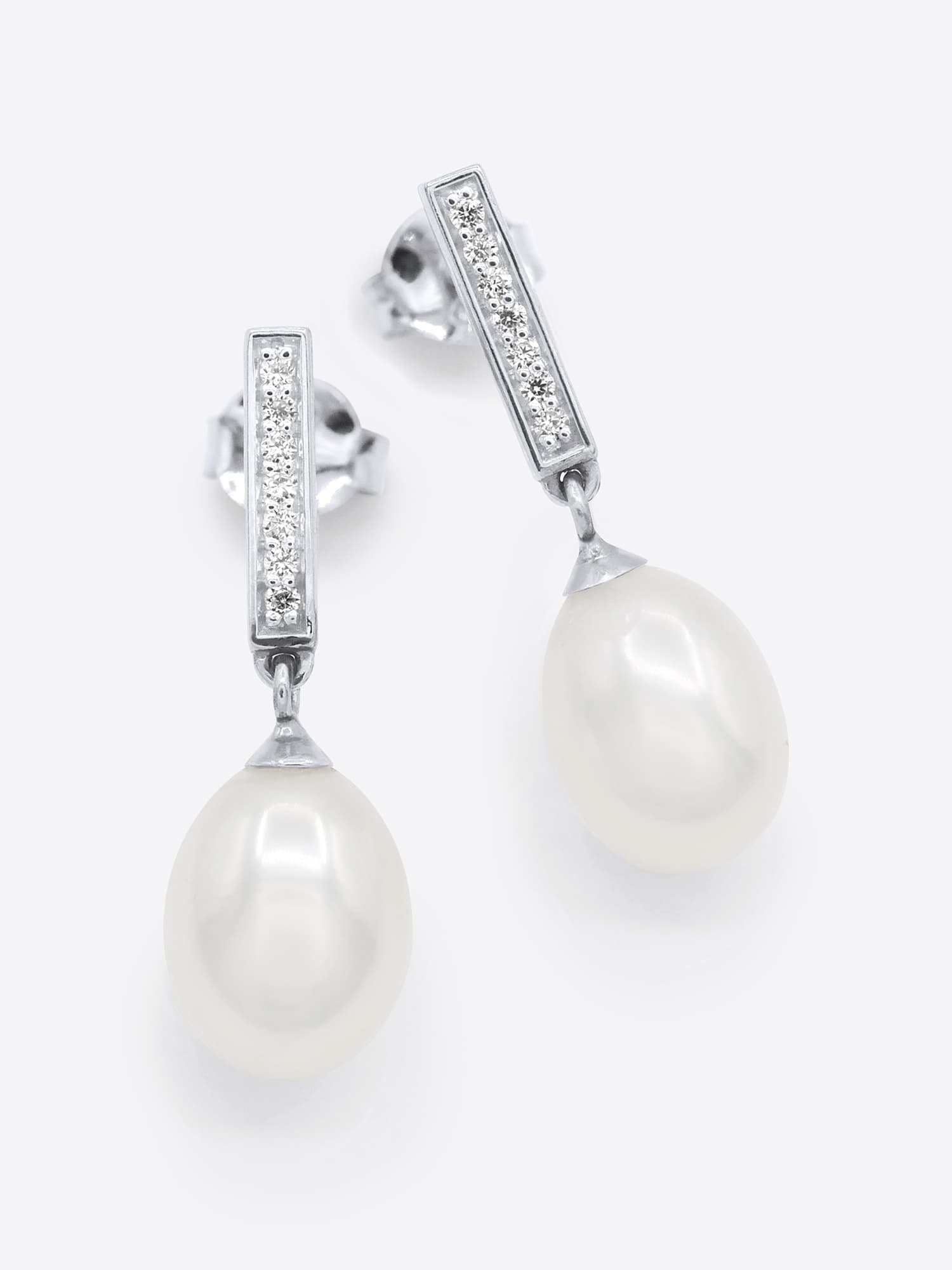 Boucles d'Oreilles Véritables Perles d'Eau Douce Poires 7-8 mm — Argent 925 Millièmes 1