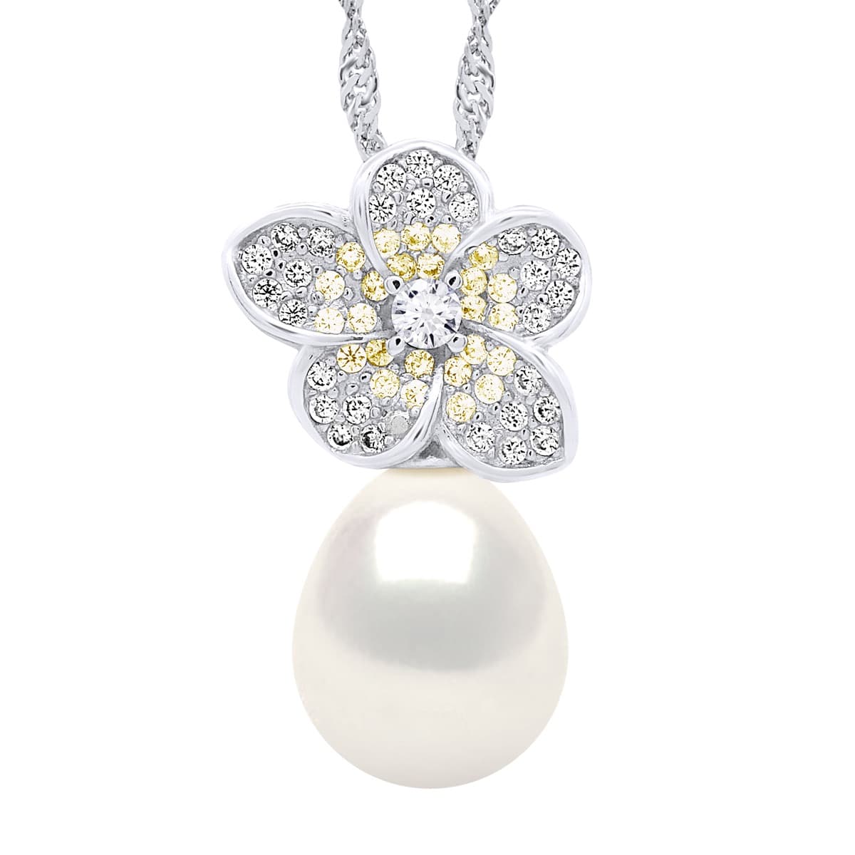 Collier Véritable Perle d'Eau Douce Poire 9-10 mm — Argent 925 Millièmes Rhodié — 42 cm 1