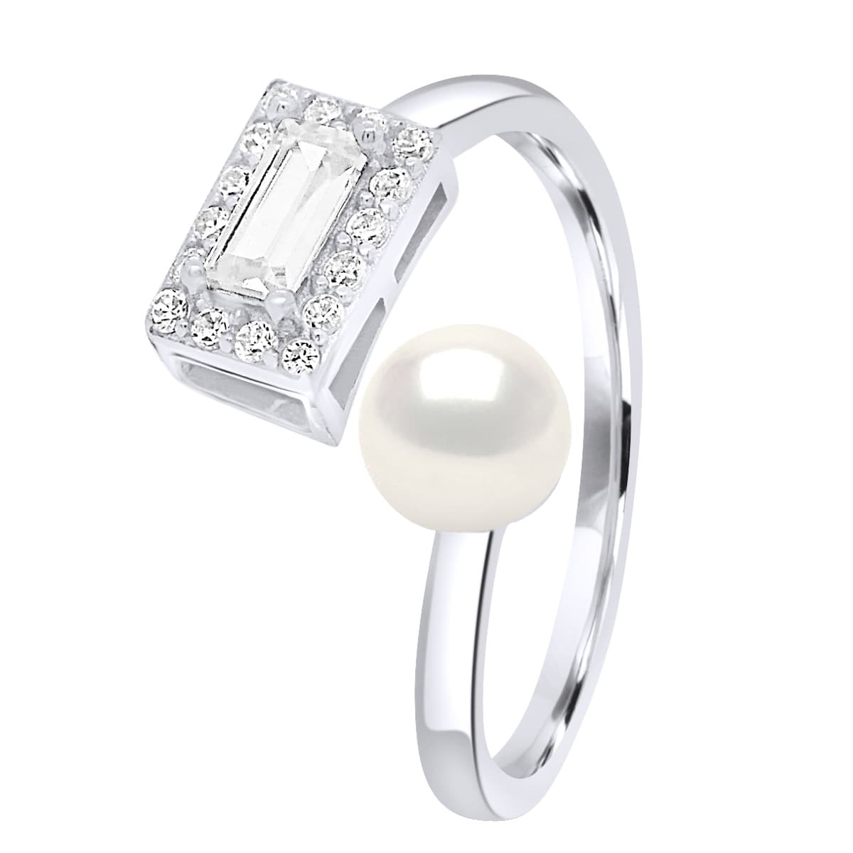 Bague Véritable Perle d'Eau Douce Bouton 5-6 mm — Argent 925 Millièmes Rhodié 4