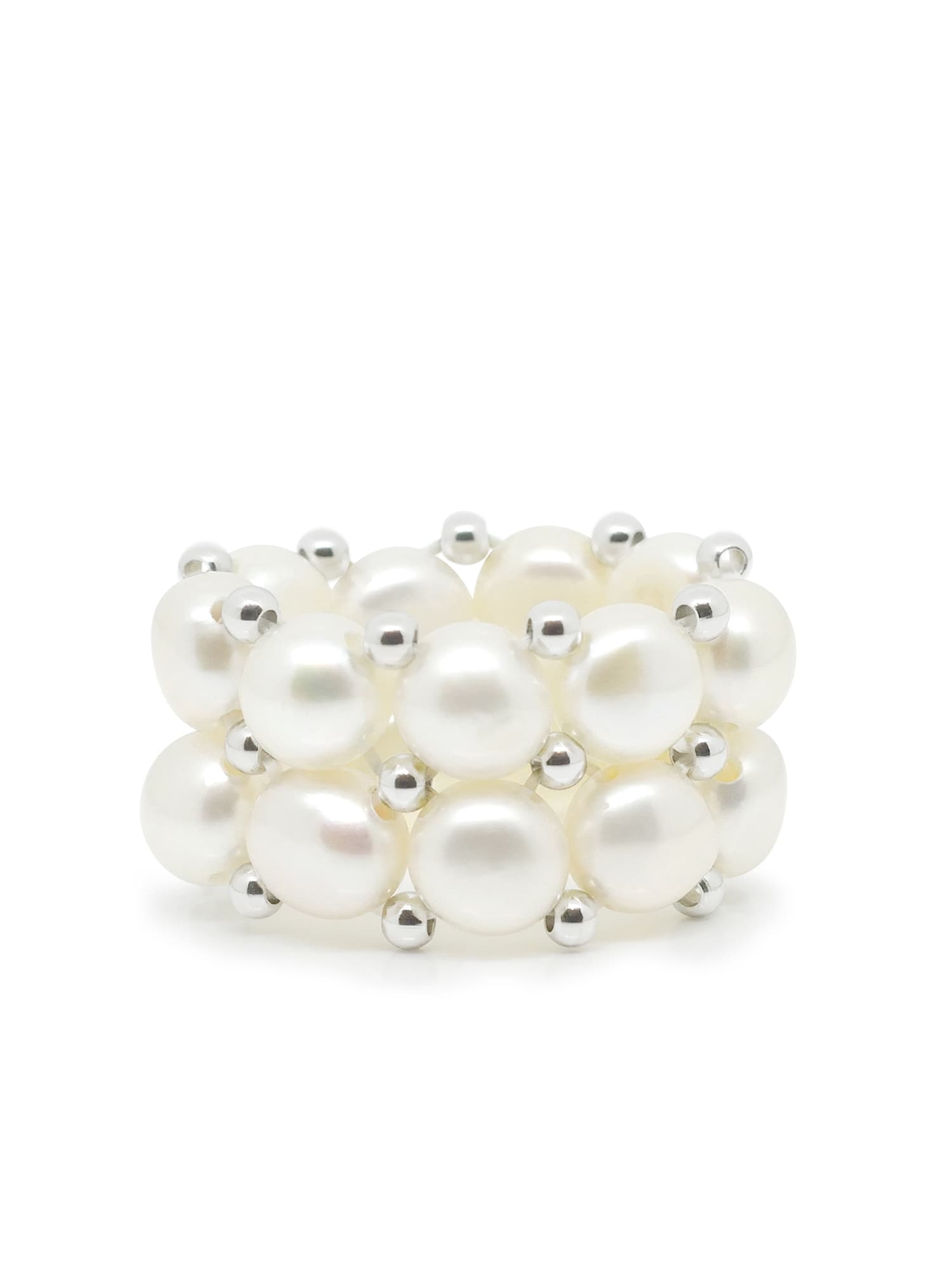 Bague 2 Rangs Véritables Perles d'Eau Douce 4 mm 1