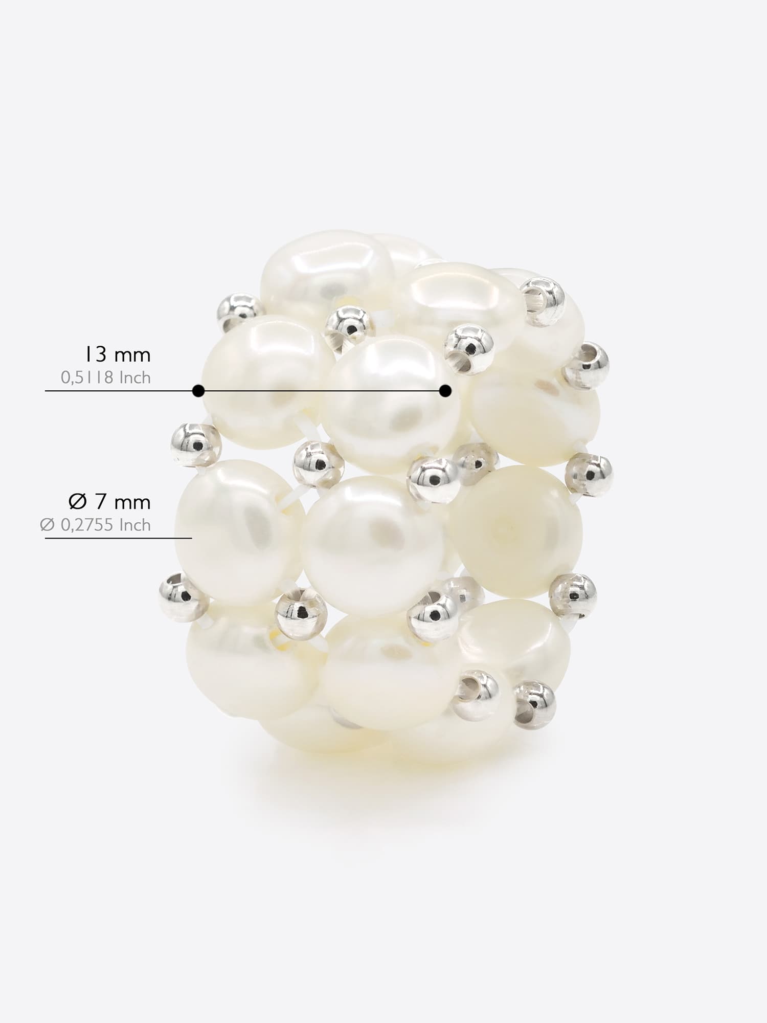 Bague 2 Rangs Véritables Perles d'Eau Douce 4 mm 5