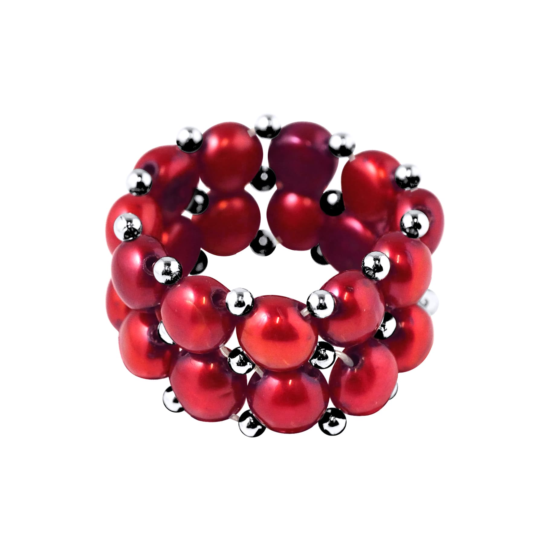 Bague 2 Rangs Véritables Perles d'Eau Douce 4 mm 3