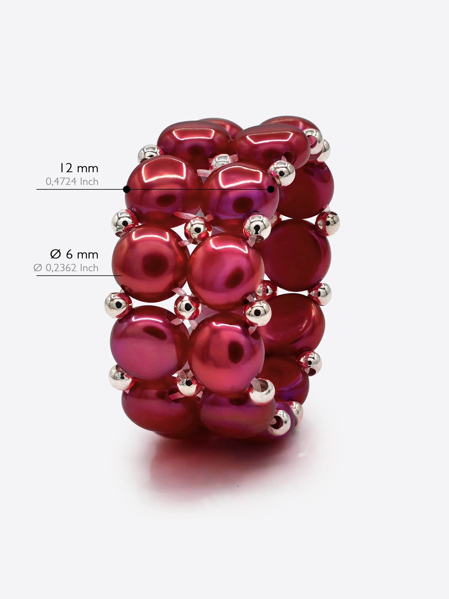 Bague 2 Rangs Véritables Perles d'Eau Douce 4 mm 5
