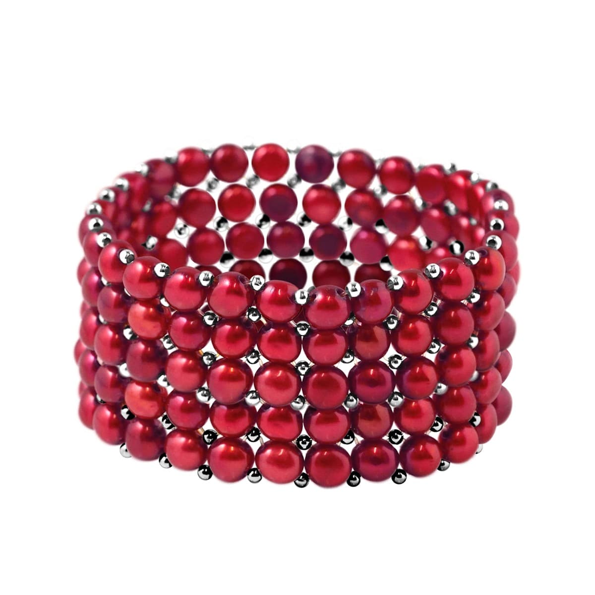 Bracelet 5 Rangs Véritables Perles d'Eau Douce 4 mm — 18 cm 1