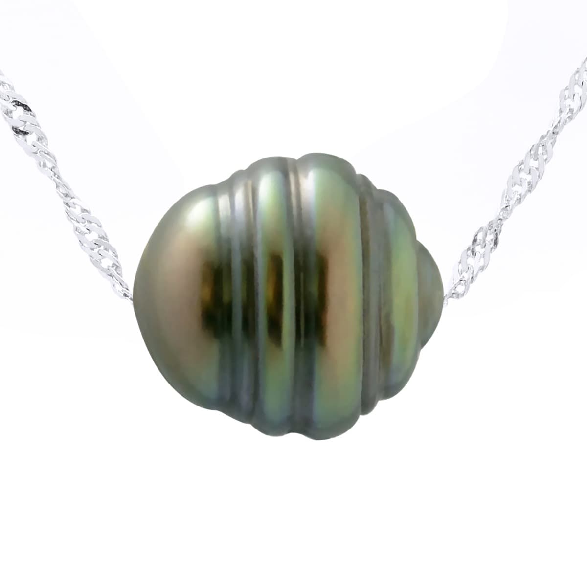 Collier Véritable Perle de Tahiti Cerclée 10-11 mm — Argent 925 Millièmes Rhodié — 42 cm 1