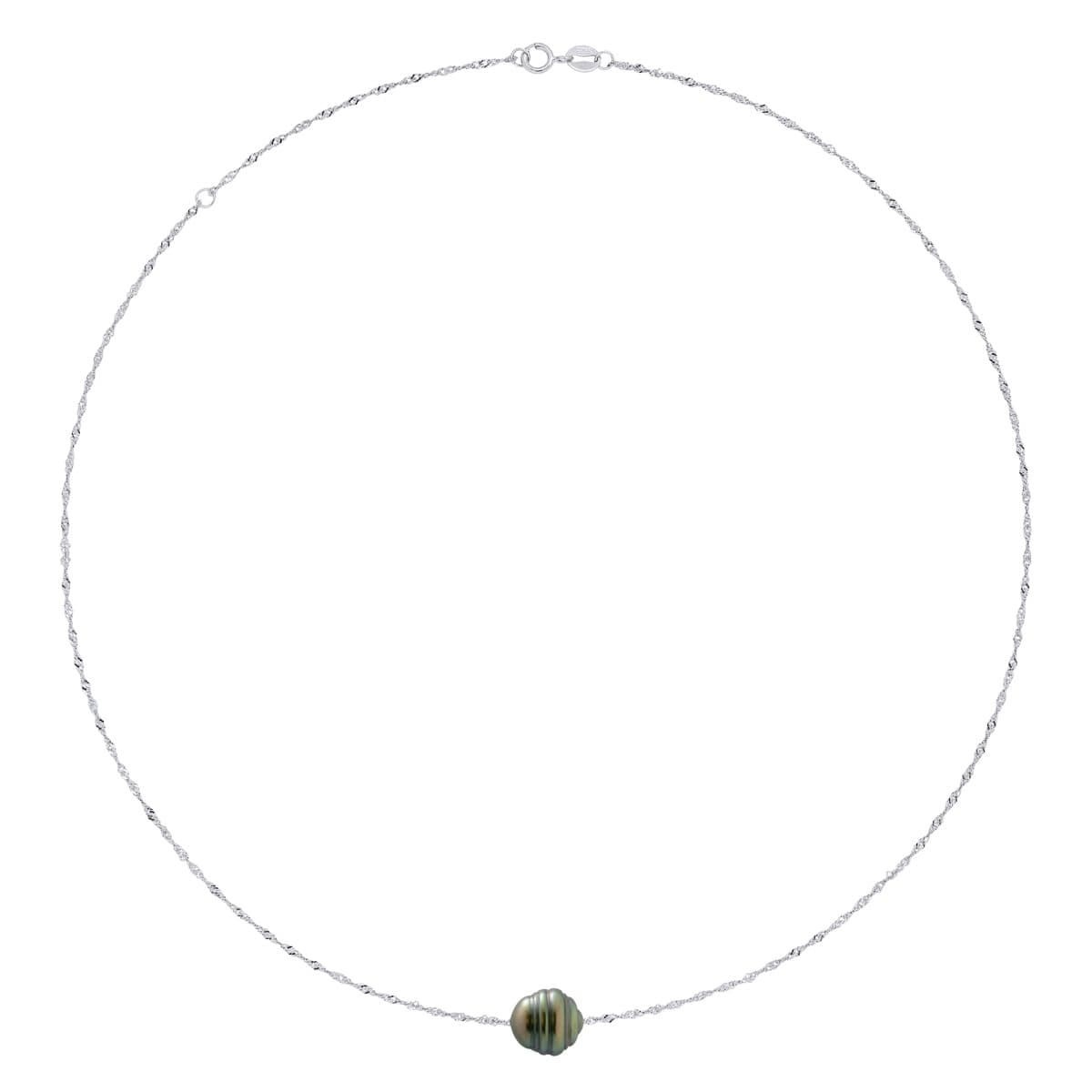 Collier Véritable Perle de Tahiti Cerclée 10-11 mm — Argent 925 Millièmes Rhodié — 42 cm 2