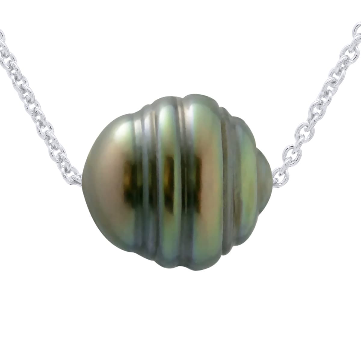Collier Véritable Perle de Tahiti Cerclée 10-11 mm — Argent 925 Millièmes Rhodié — 42 cm 1