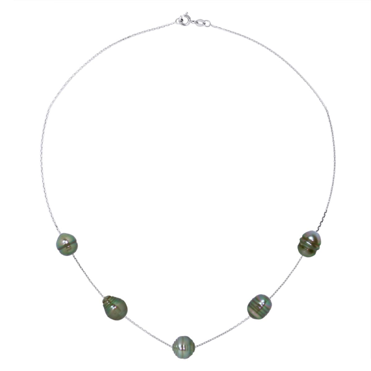 Collier Véritables Perles de Tahiti Cerclées 7-8 mm — Argent 925 Millièmes Rhodié — 42 cm 1