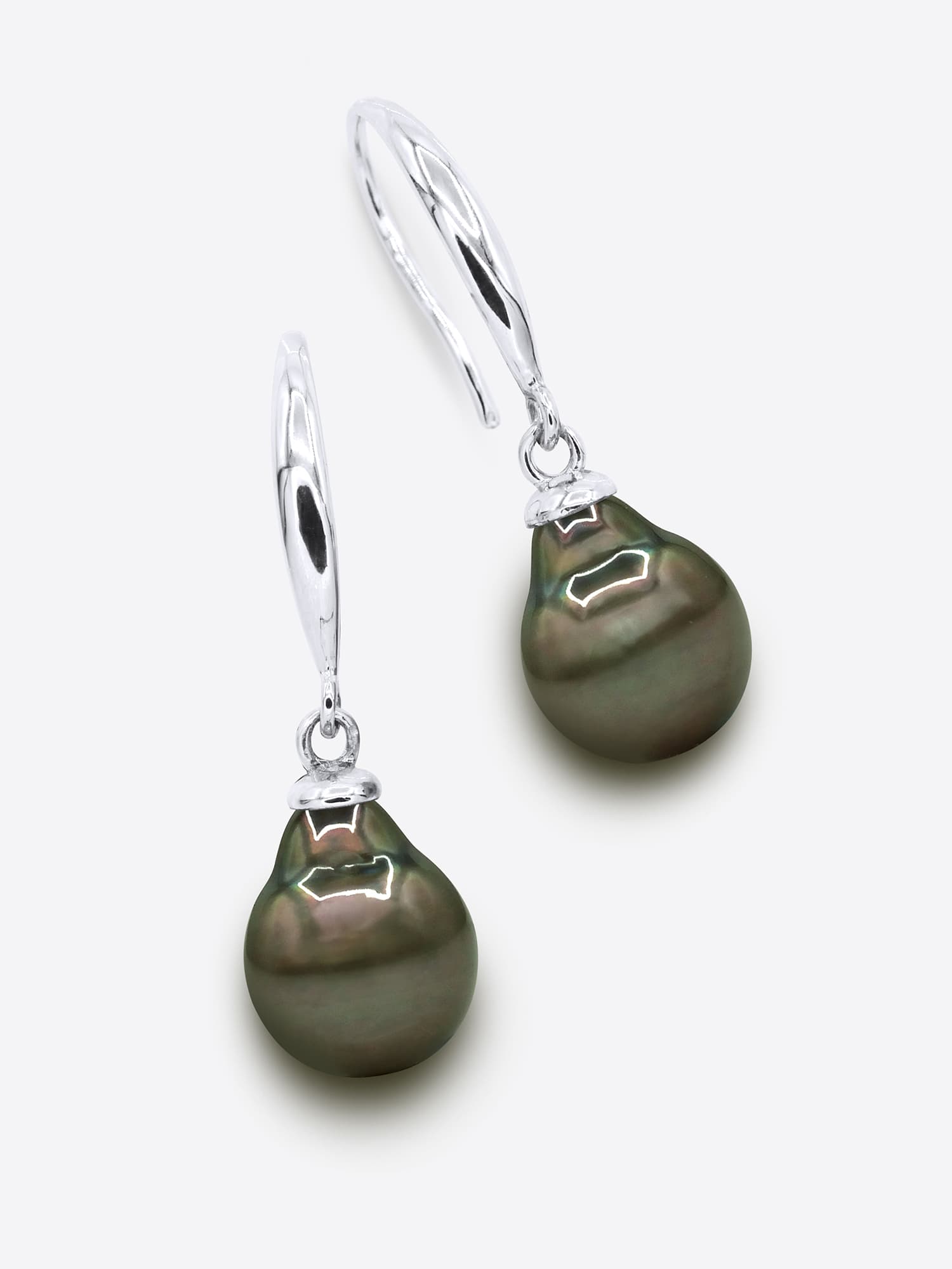 Boucles d'Oreilles Véritables Perles de Tahiti Poires 8-9 mm — Argent 925 Millièmes 1