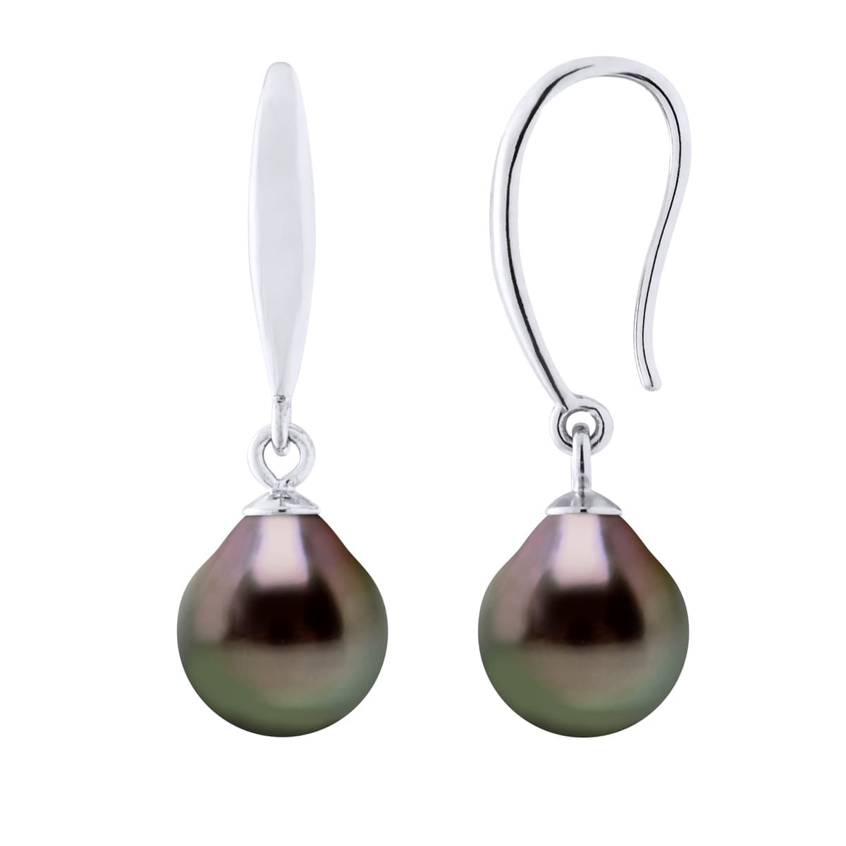 Boucles d'Oreilles Véritables Perles de Tahiti Poires 8-9 mm — Argent 925 Millièmes 3