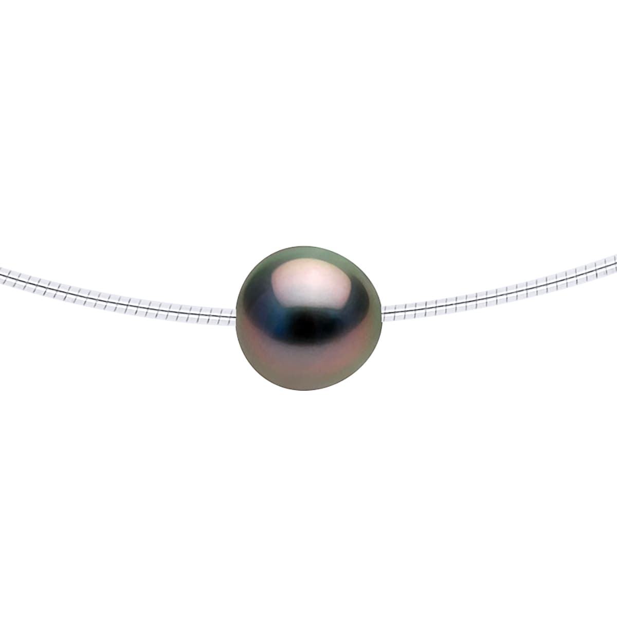Collier Véritable Perle de Tahiti Ronde 9-10 mm — Argent 925 Millièmes Rhodié — 42 cm 1