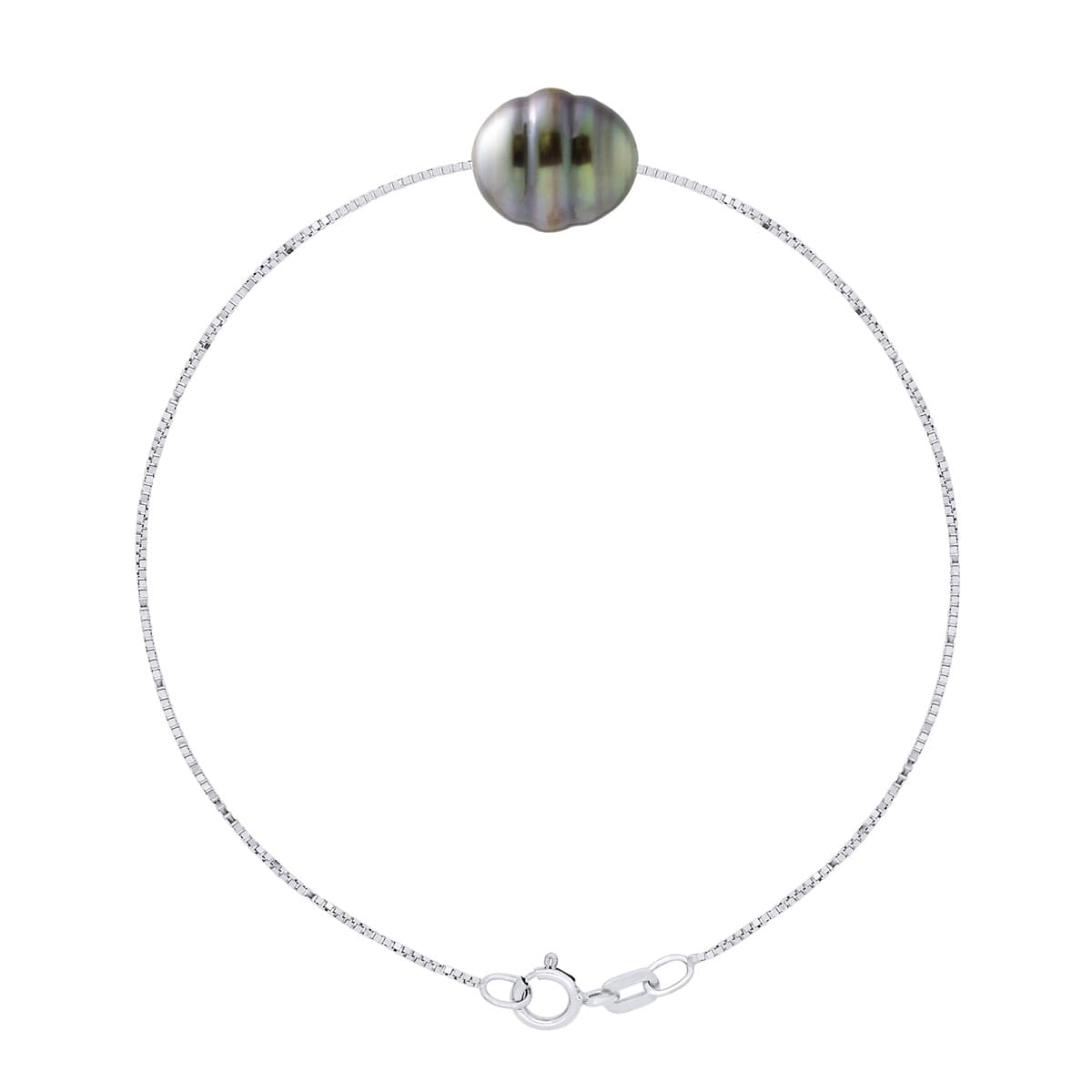 Bracelet Véritable Perle de Tahiti Cerclée 10-11 mm — Argent 925 Millièmes — 18 cm 1