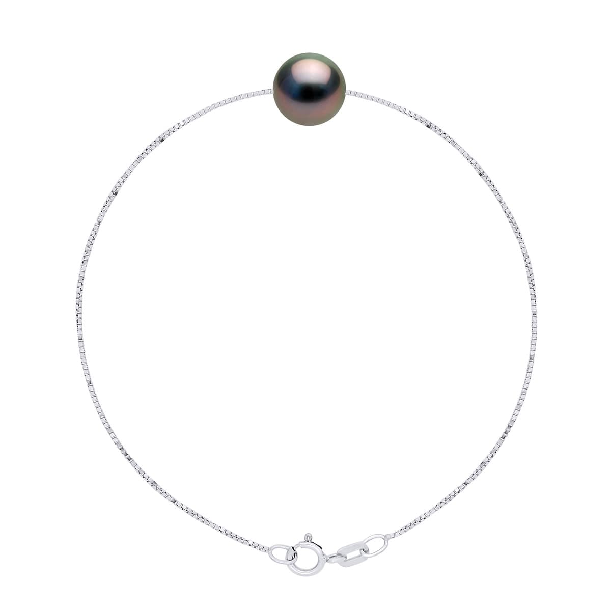 Bracelet Véritable Perle de Tahiti Ronde 9-10 mm — Argent 925 Millièmes — 18 cm 1