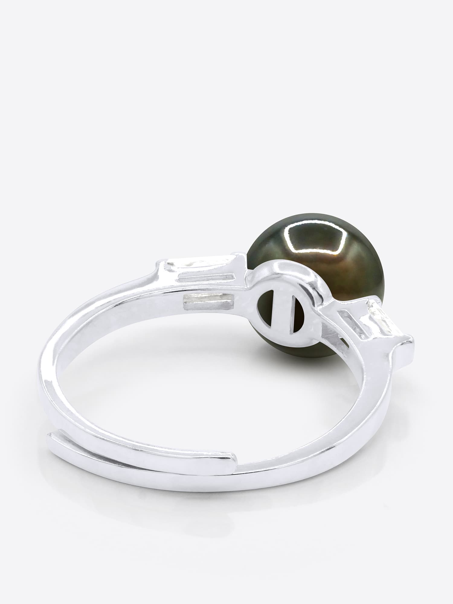 Bague Jonc Véritable Perle de Tahiti Ronde 8-9 mm — Argent 925 Millièmes Rhodié 5