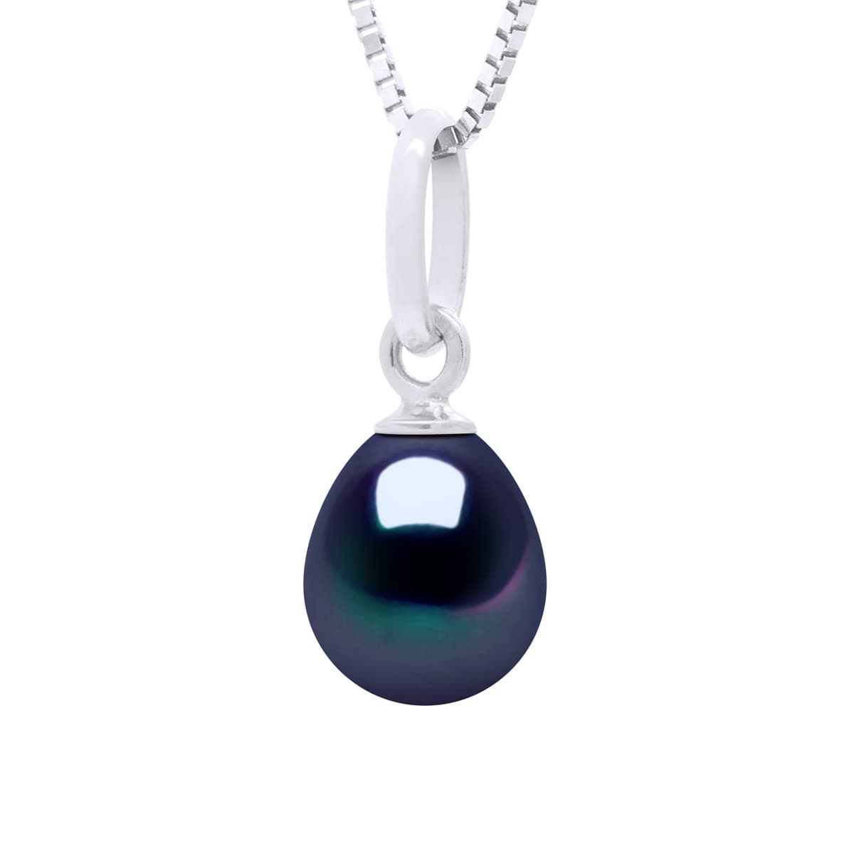 Pendentif Bélière Articulée Véritable Perle d'Eau Douce Poire 6-7 mm — Or Blanc 375 Millièmes 1