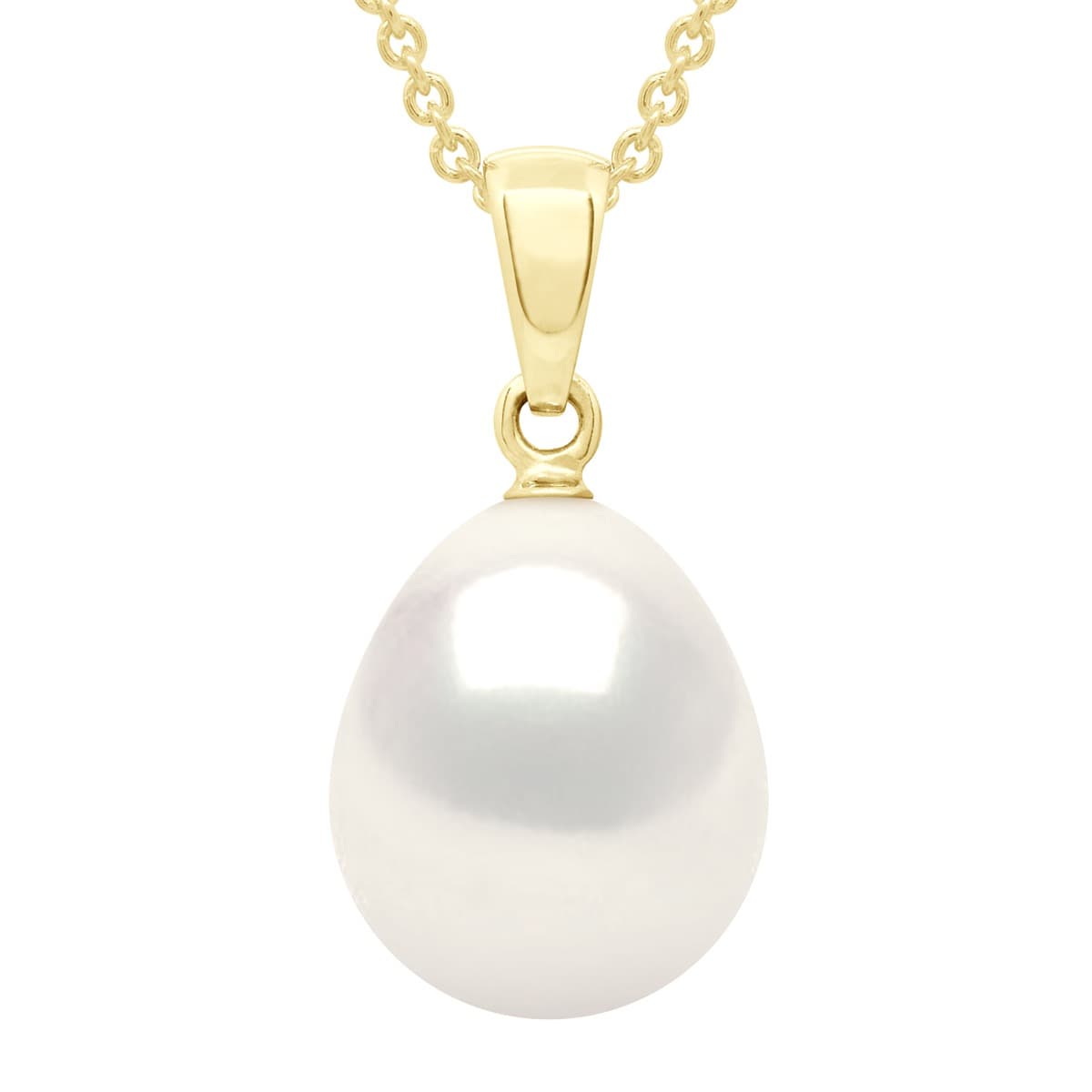 Pendentif Bélière Articulée Véritable Perle d'Eau Douce Poire 10-11 mm — Or Jaune 750 Millièmes 1