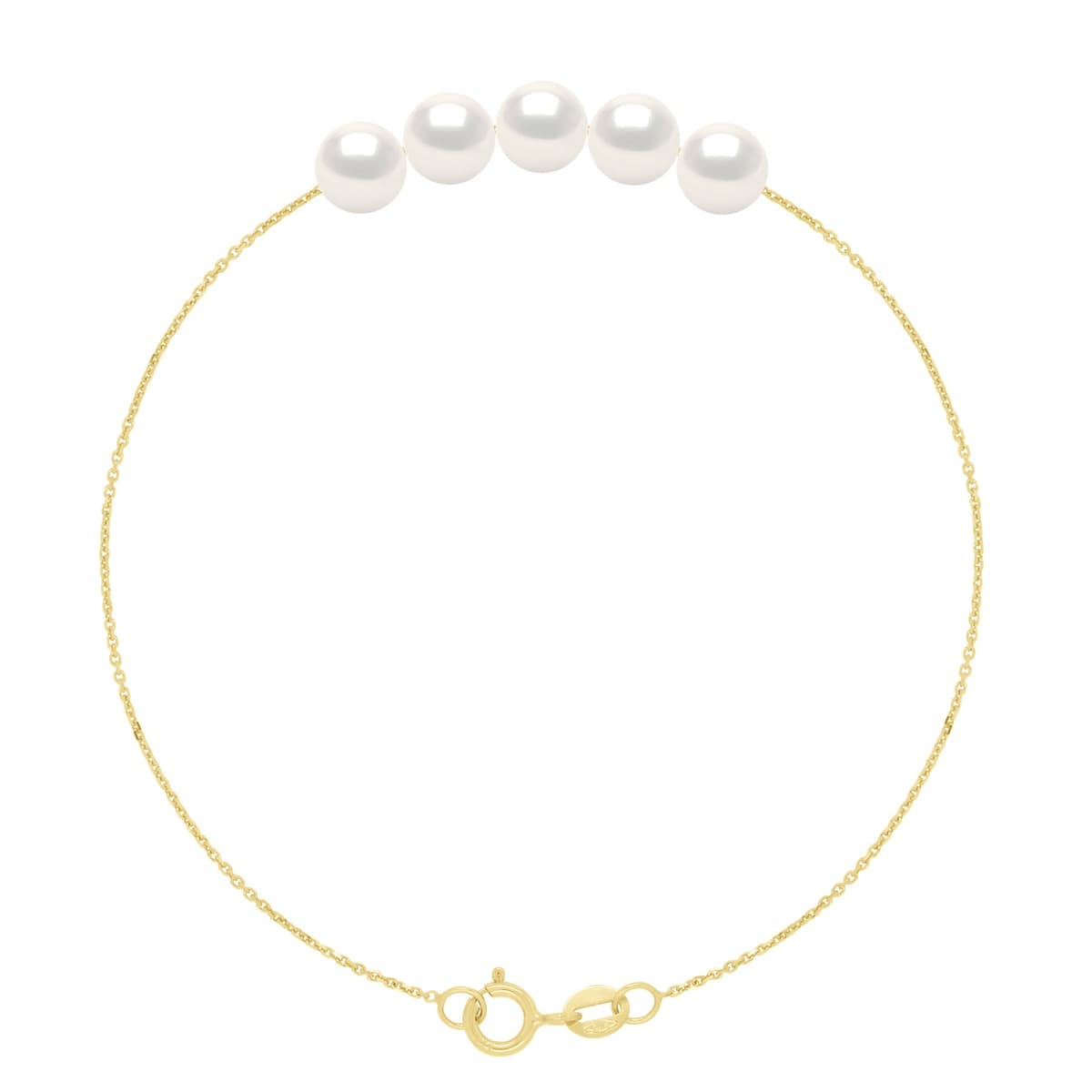Bracelet Véritables Perles d'Eau Douce Rondes 6-7 mm — Or Jaune 375 Millièmes — 18 cm 1