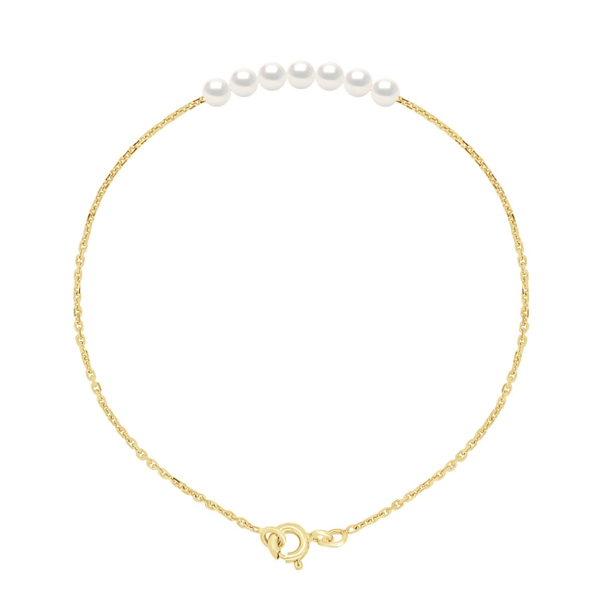 Bracelet Véritables Perles d'Eau Douce Rondes 3-4 mm — Or Jaune 375 Millièmes — 18 cm 1