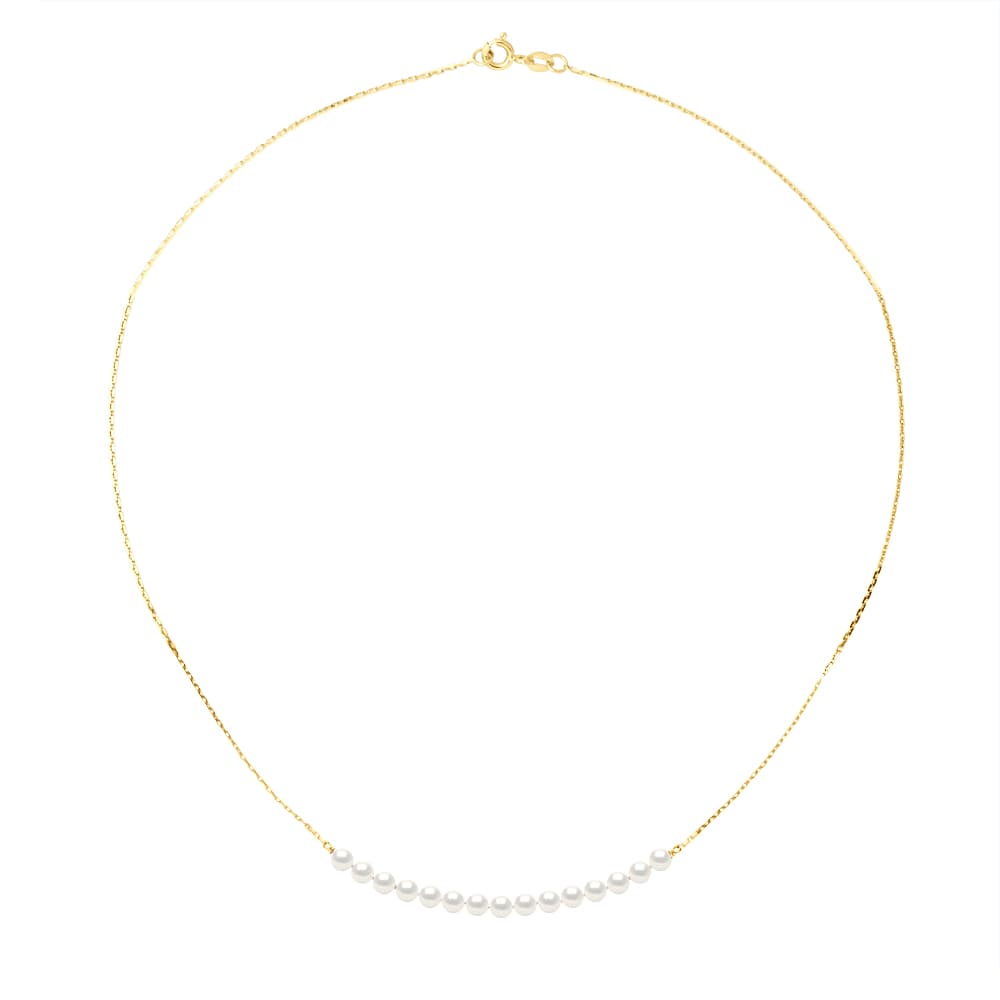 Collier Véritables Perles d'Eau Douce Rondes 3-4 mm — Or Jaune 375 Millièmes — 42 cm 1