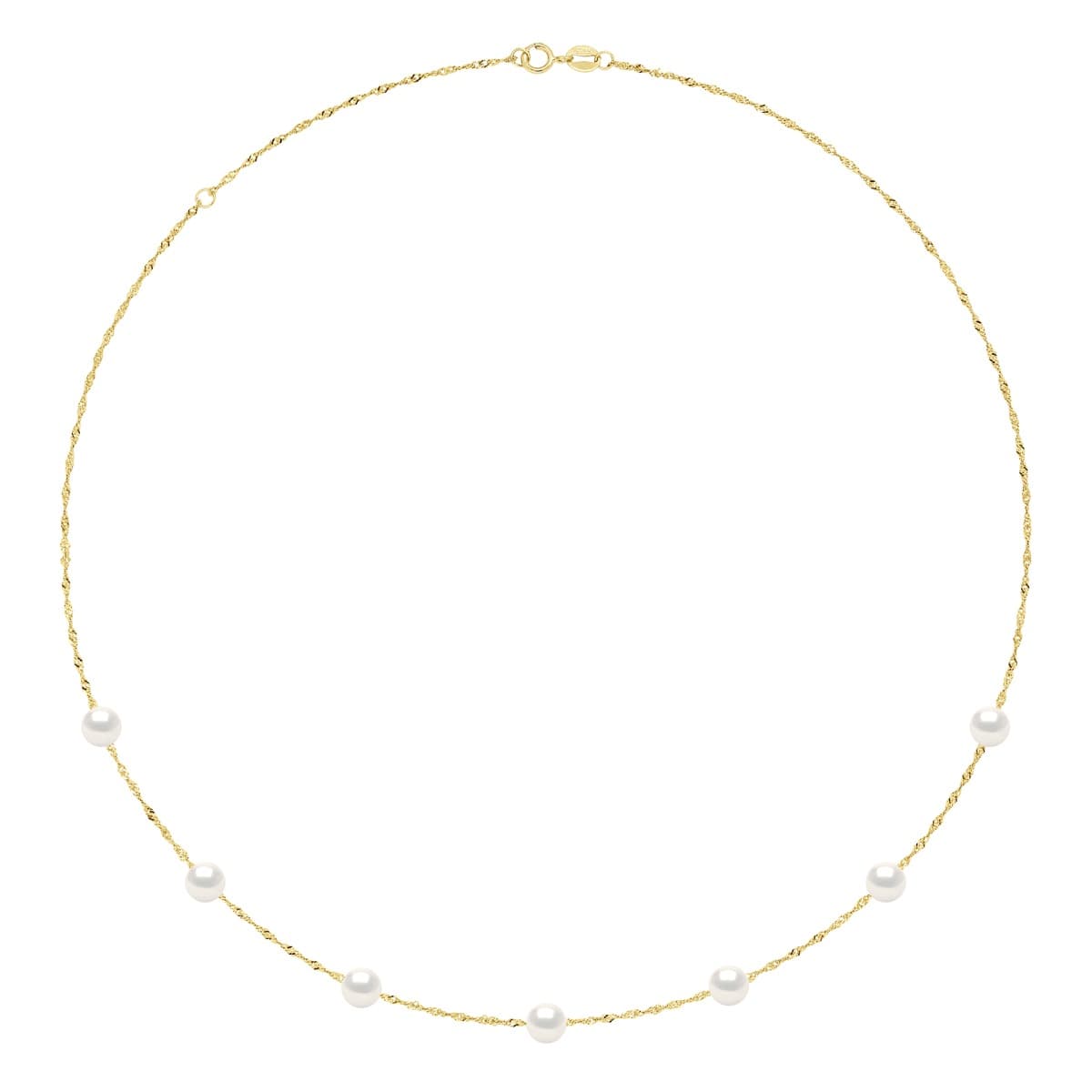 Collier Véritables Perles d'Eau Douce Rondes 6-7 mm — Or Jaune 750 Millièmes — 42 cm 1