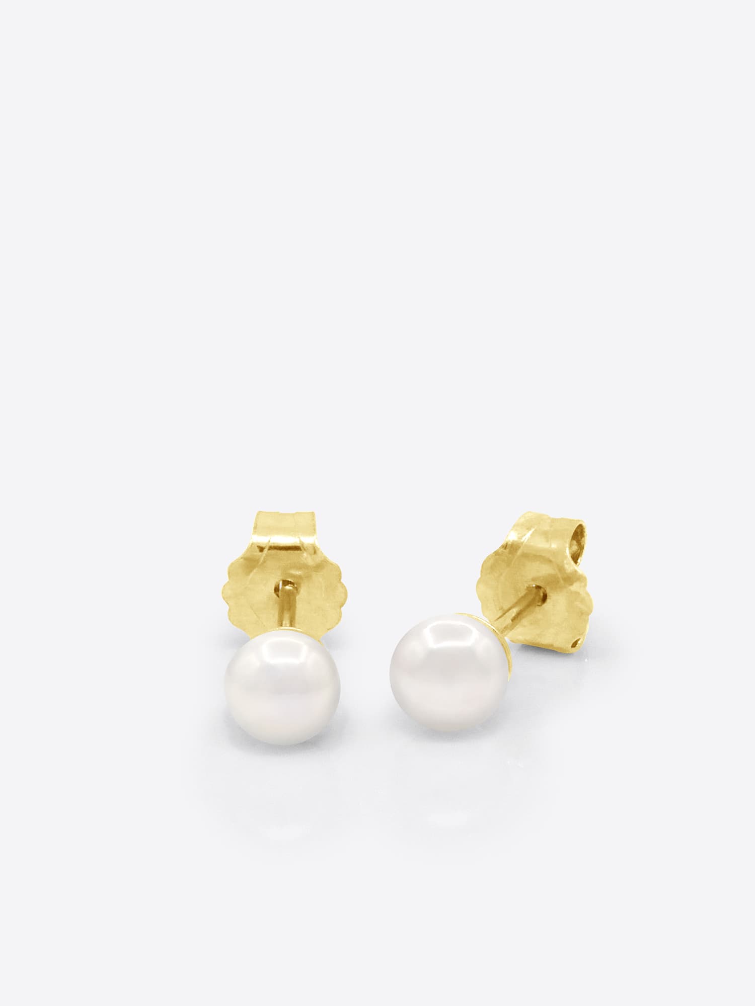 Boucles d'Oreilles Véritables Perles d'Eau Douce Rondes 4-5 mm — Or Jaune 750 Millièmes 1