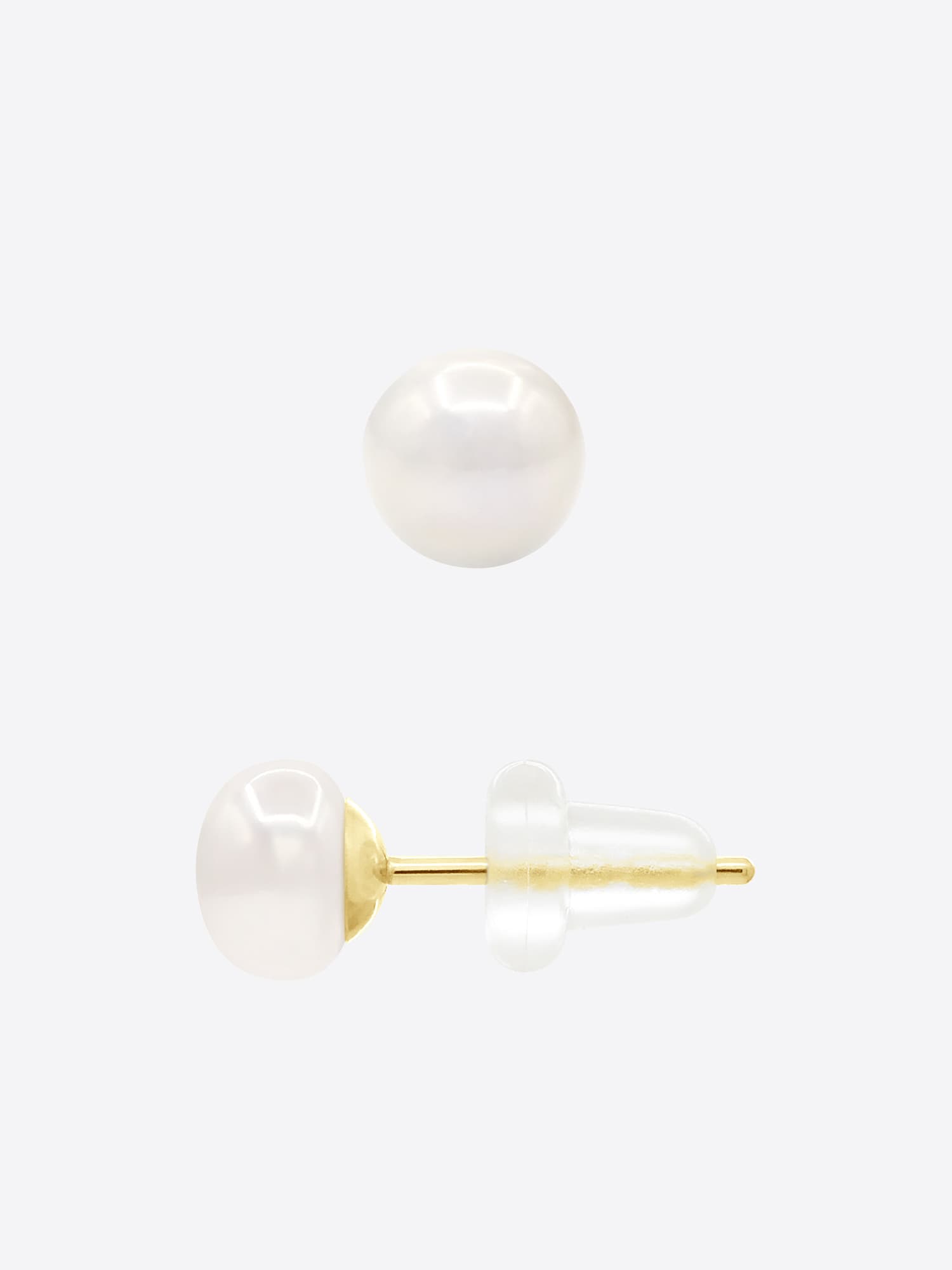 Boucles d'Oreilles Véritables Perles d'Eau Douce Bouton 5-6 mm — Or 375 Millièmes 5