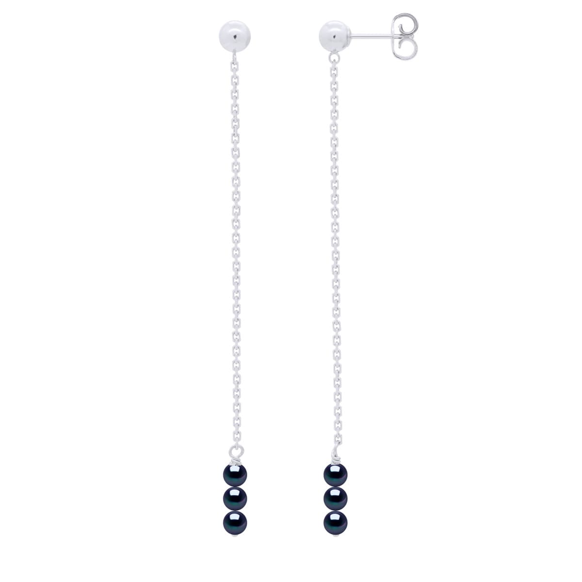 Boucles d'Oreilles Véritables Perles d'Eau Douce Rondes 4-5 mm — Or Blanc 375 Millièmes 1