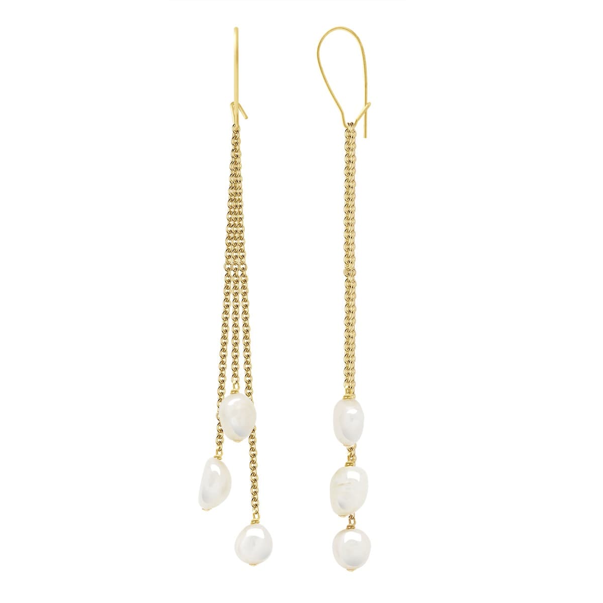 Boucles d'Oreilles Véritables Perles d'Eau Douce Baroques 6-7 mm — Or Jaune 375 Millièmes 1