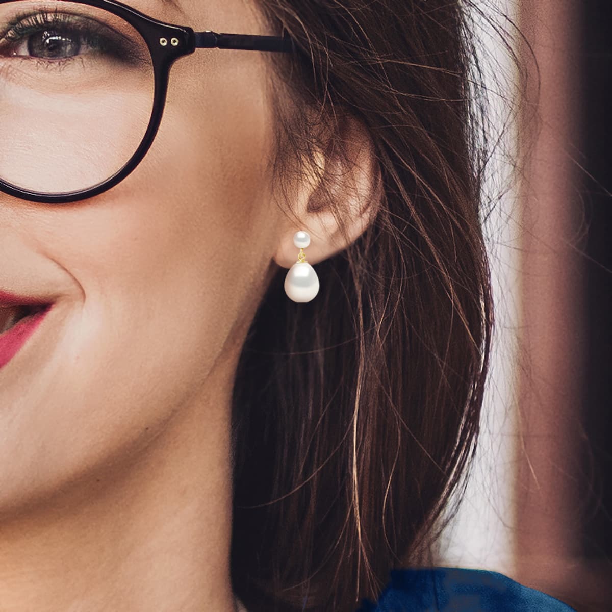 Boucles d'Oreilles Véritables Perles d'Eau Douce Poires 5-6 mm — Or Jaune 375 Millièmes 5