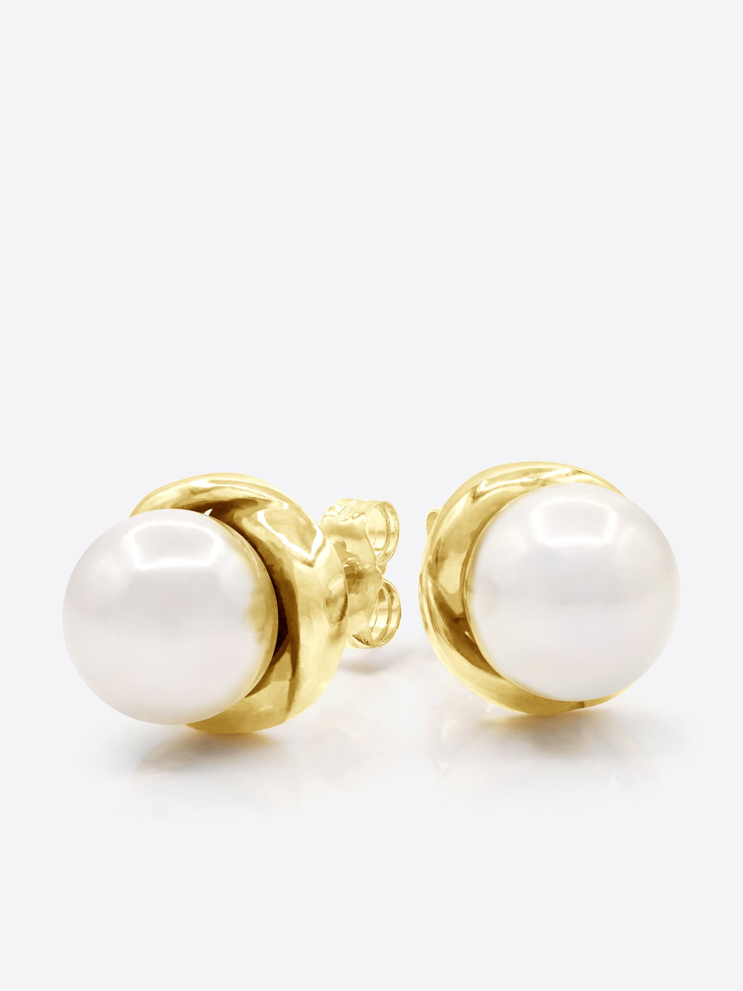 Boucles d'Oreilles Véritables Perles d'Eau Douce Rondes — Or Jaune 375 Millièmes 1