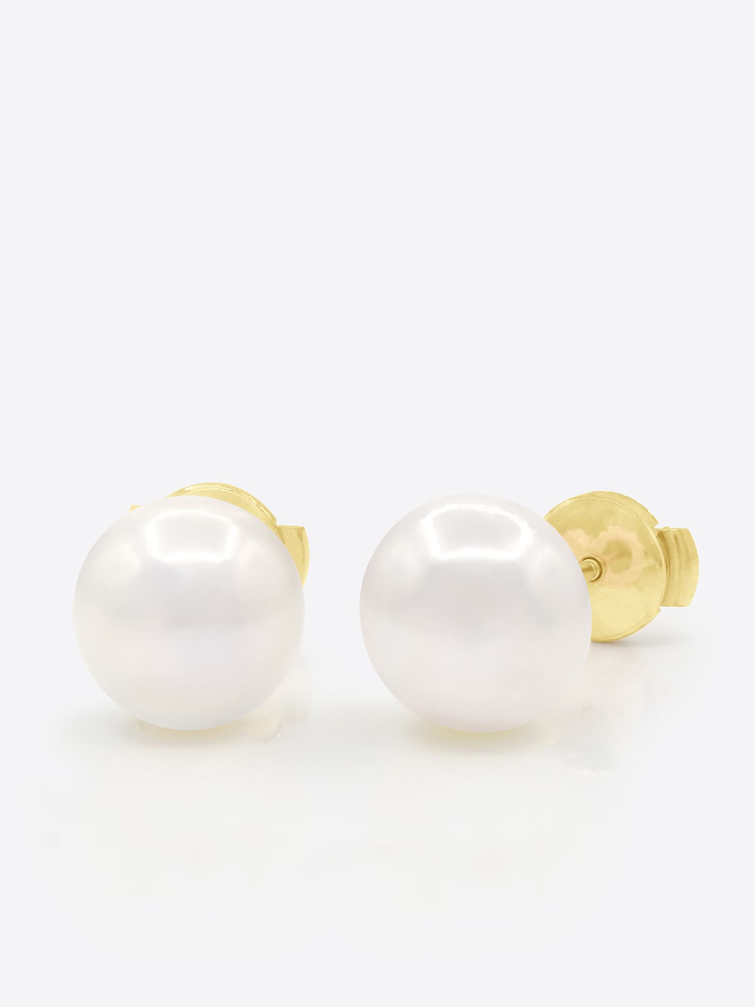 Boucles d'Oreilles Véritables Perles d'Eau Douce Bouton 9-10 mm — Or Jaune 375 Millièmes 1