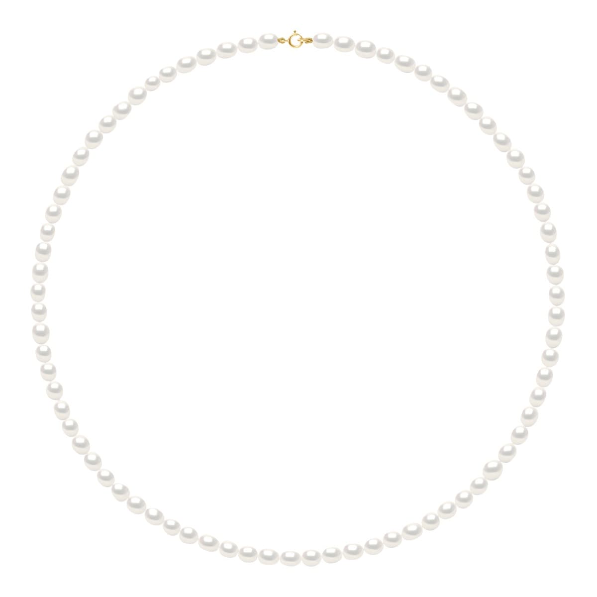 Collier Véritables Perles d'Eau Douce Grain de Riz 4-5 mm — Or Jaune 750 Millièmes — 42 cm 1