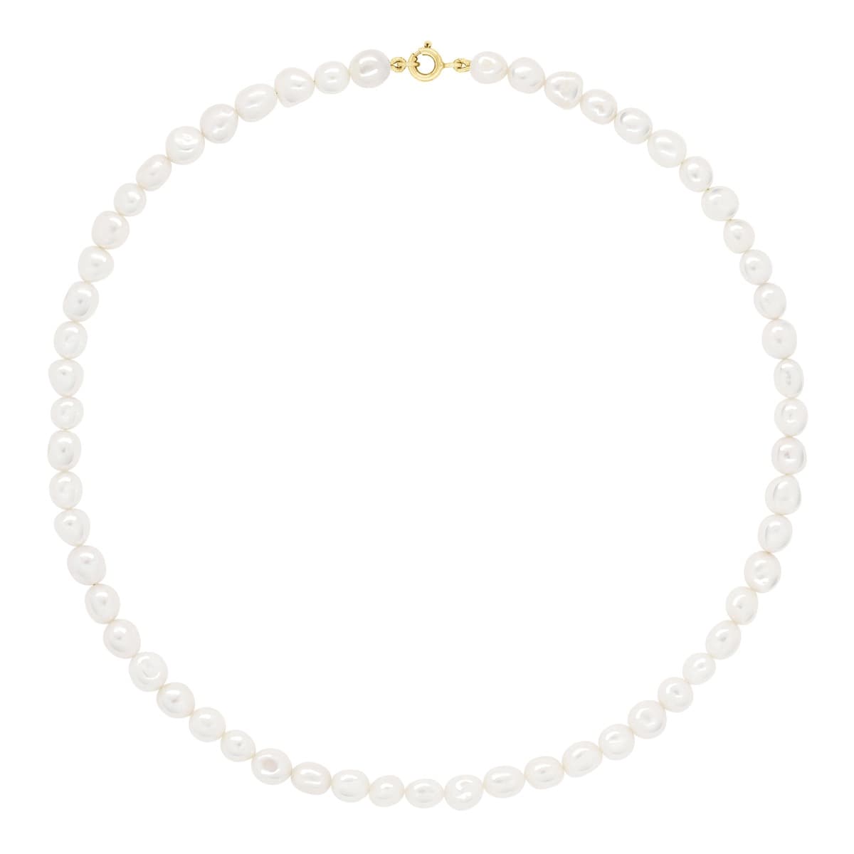 Collier Véritables Perles d'Eau Douce Baroques 6-7 mm — Or Jaune 375 Millièmes — 45 cm 1