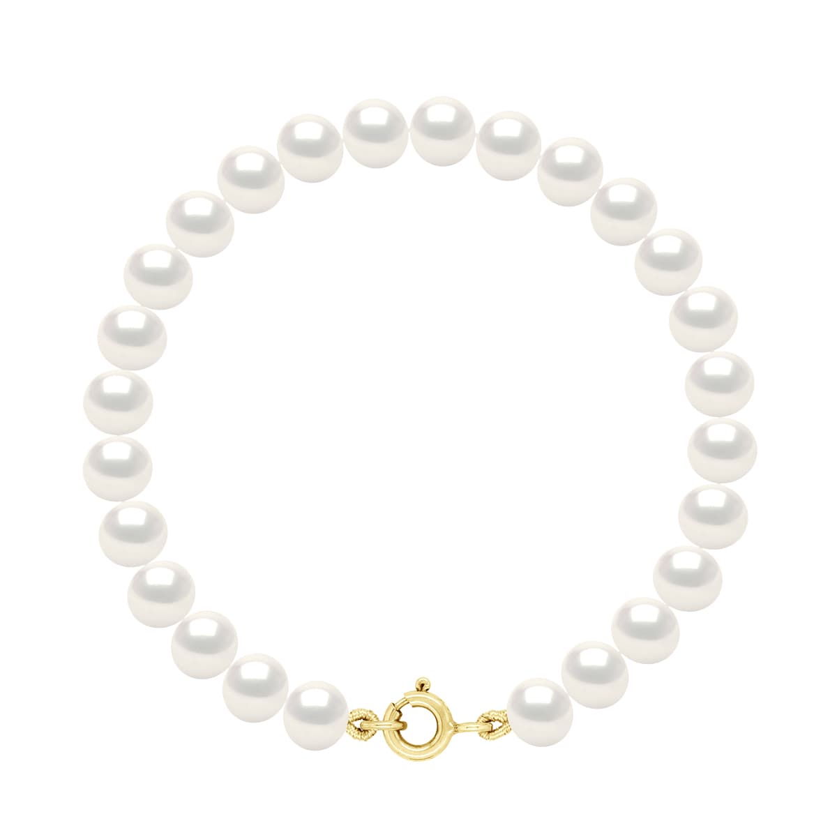 Bracelet Véritables Perles d'Eau Douce Semi-Rondes 6-7 mm — Or Blanc 375 Millièmes — 18 cm 1