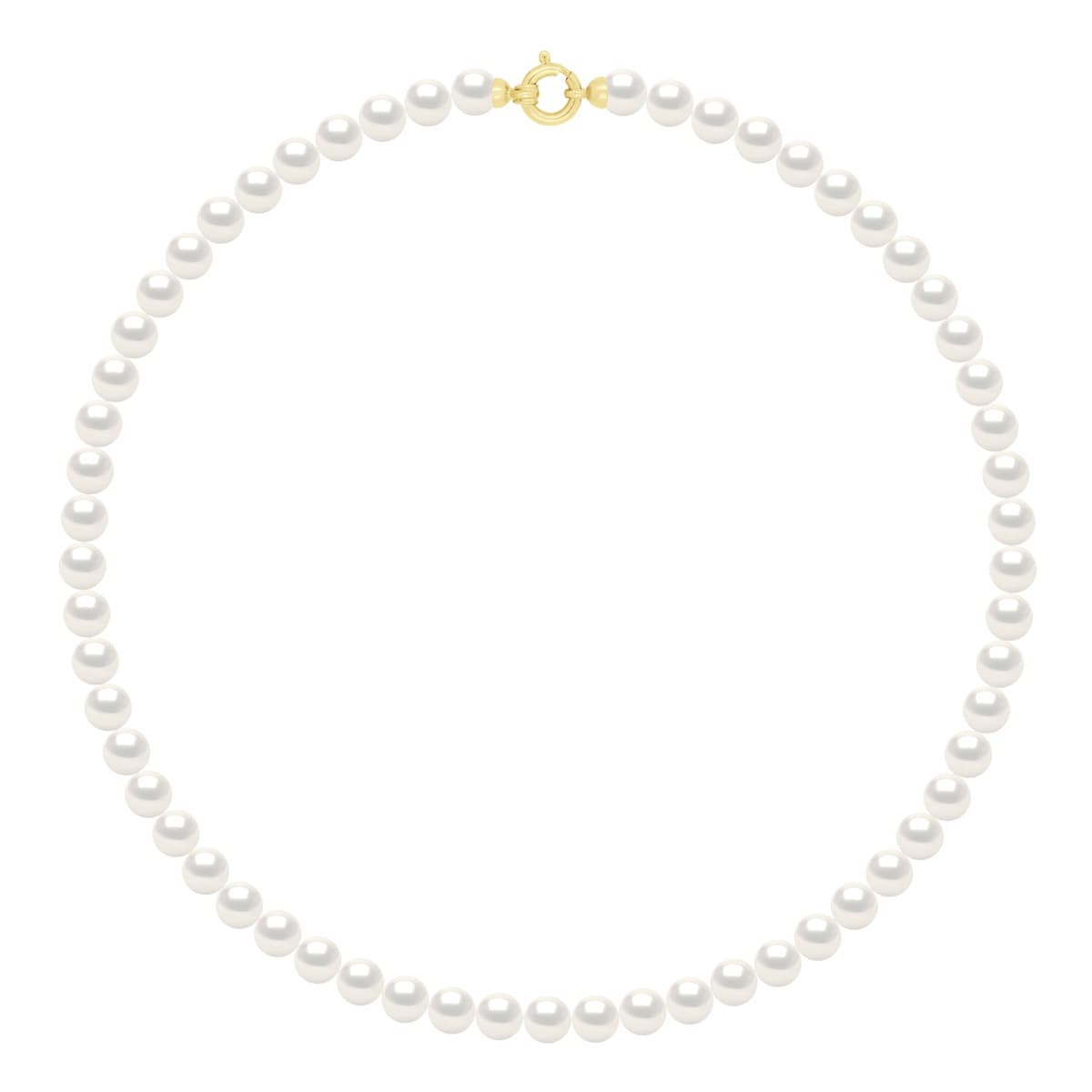 Collier Véritables Perles d'Eau Douce Rondes 6-7 mm — Or Jaune 375 Millièmes — 42 cm 1