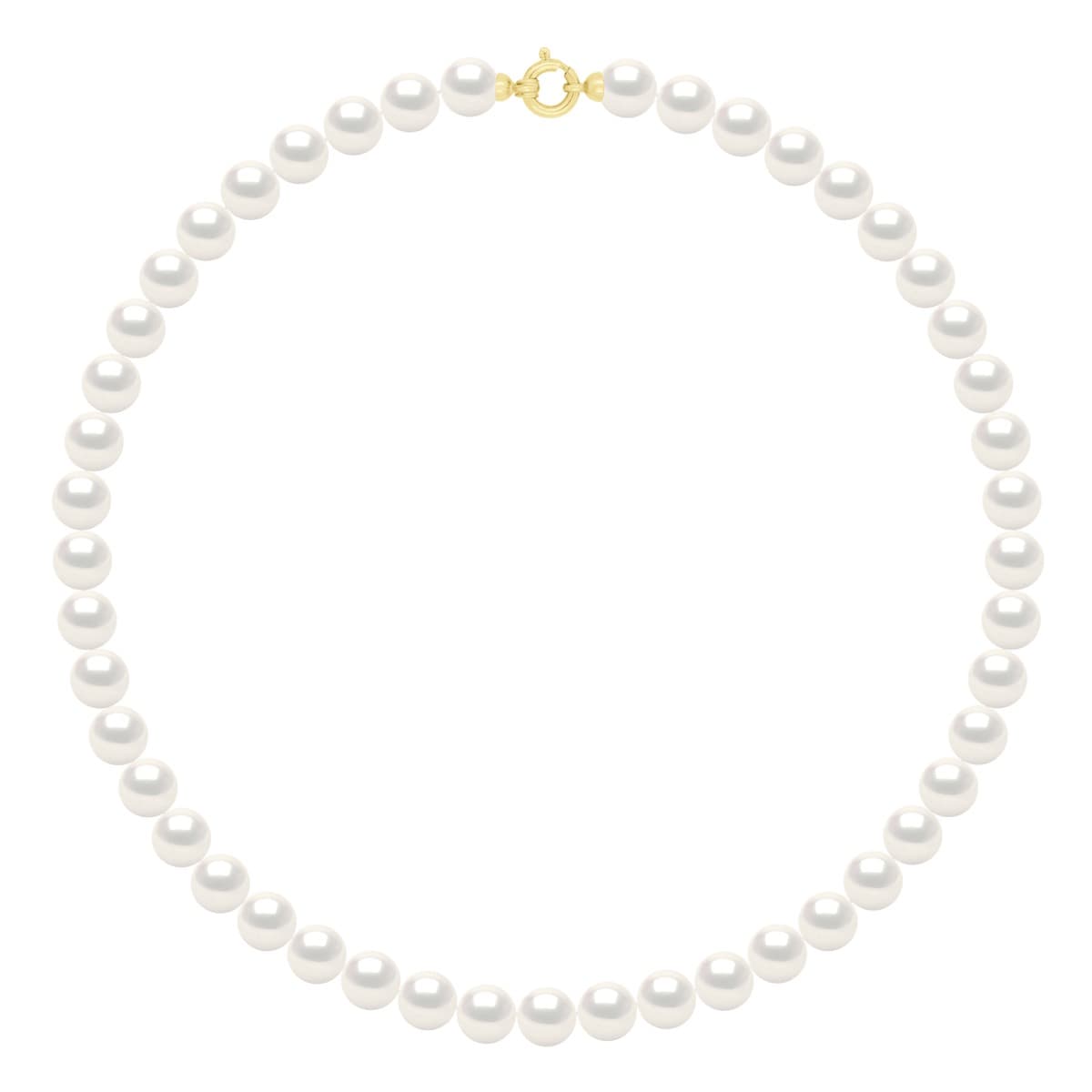 Collier Véritables Perles d'Eau Douce Rondes 8-9 mm — Or Jaune 750 Millièmes — 45 cm 1