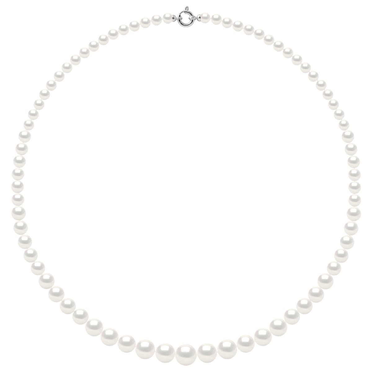 Collier Véritables Perles d'Eau Douce Rondes 6-12 mm — Or Blanc 750 Millièmes — 55 cm 1