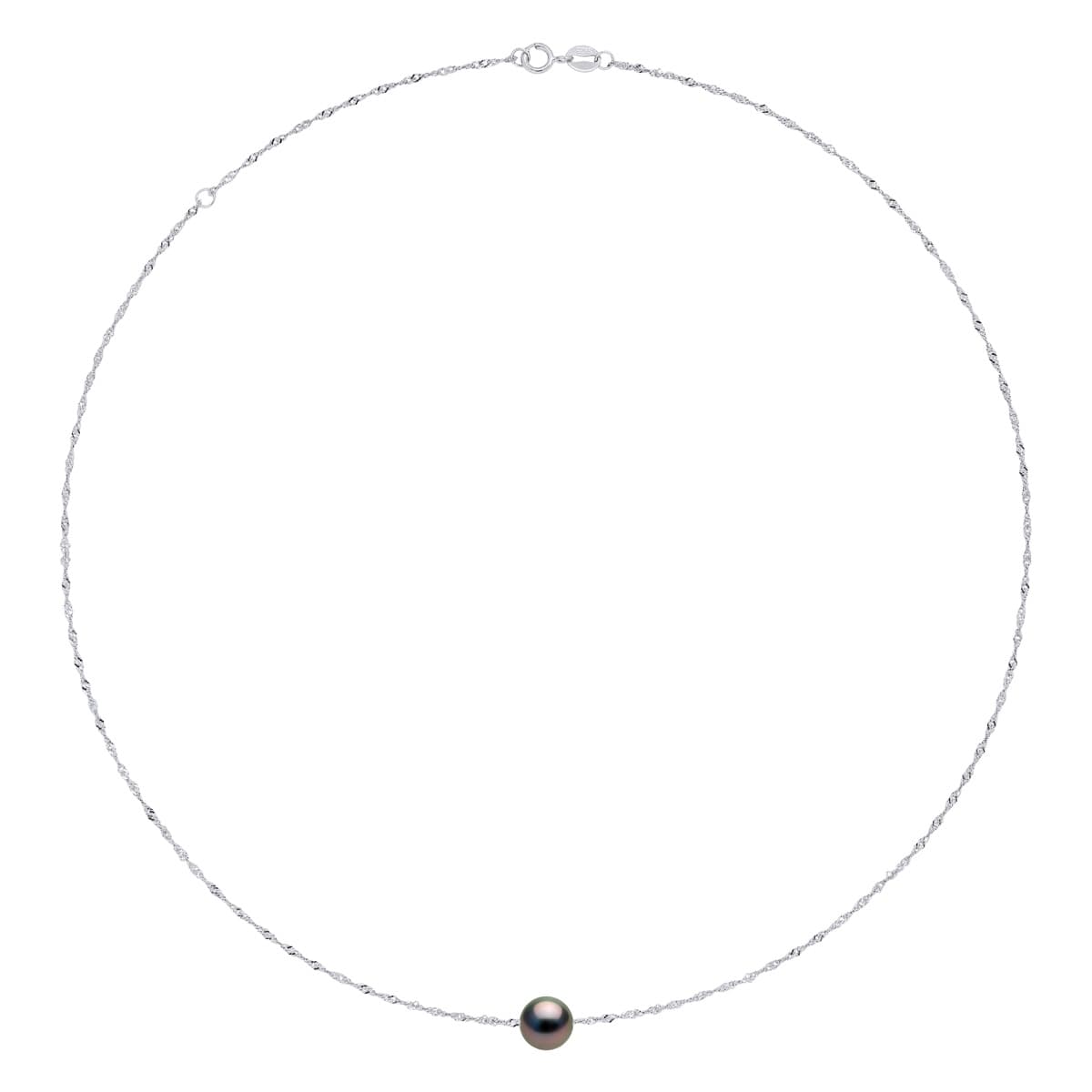 Collier Maille Singapour Véritable Perle de Tahiti Ronde 9-10 mm — Or Blanc 750 Millièmes — 42 cm 3