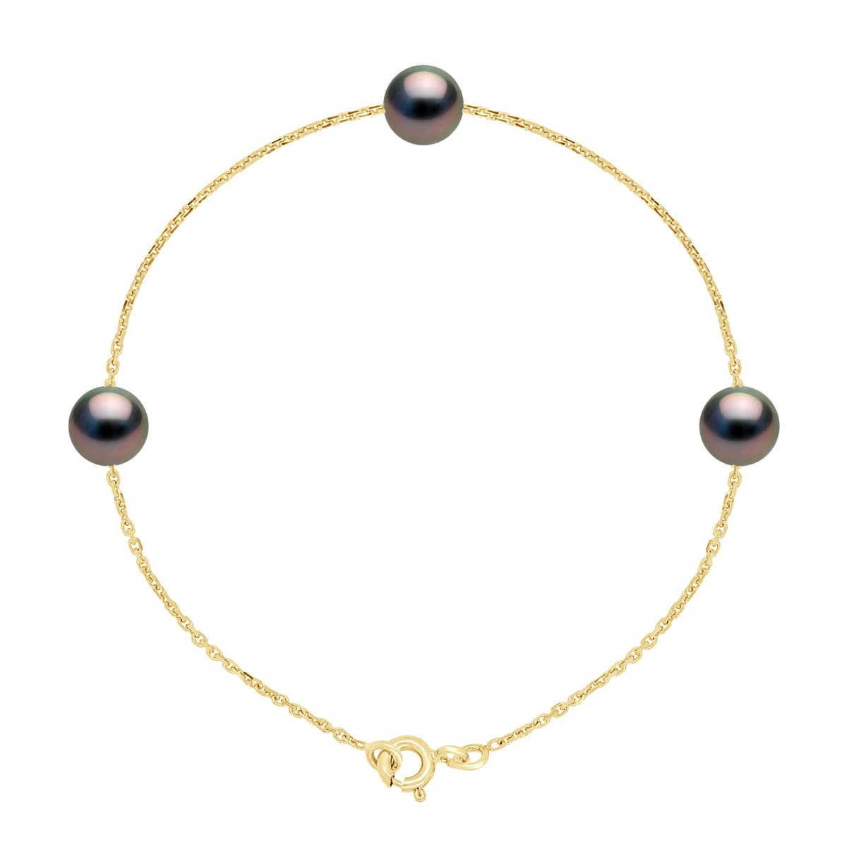 Bracelet Véritables Perles de Tahiti Rondes 7-8 mm — Or Jaune 375 Millièmes — 18 cm 1