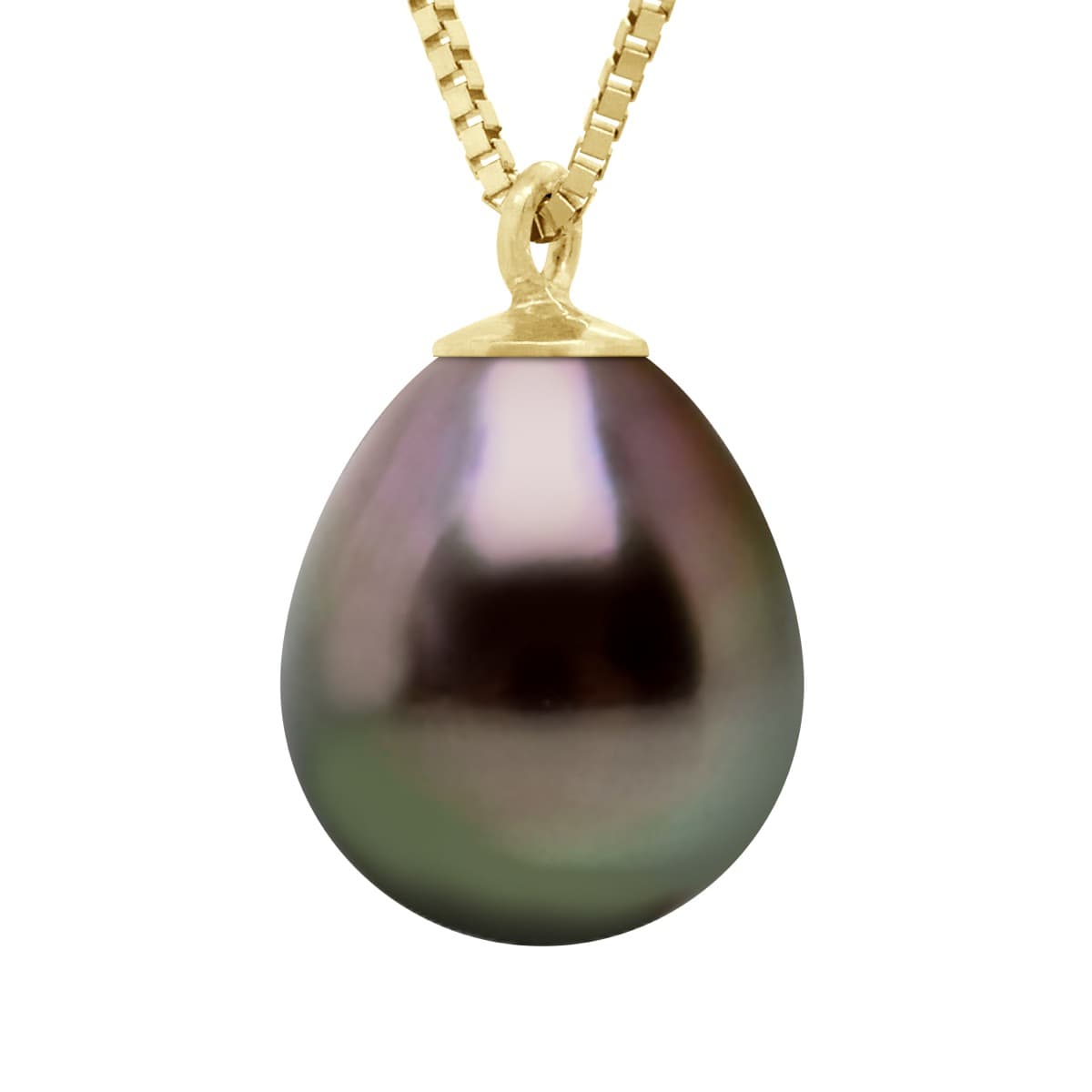 Collier Véritable Perle de Tahiti Poire 9-10 mm — Or Jaune 375 Millièmes — 42 cm 1