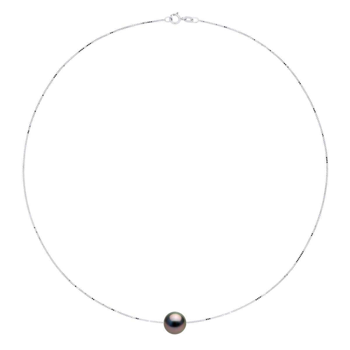 Collier Maille Vénitienne Véritable Perle de Tahiti Ronde 10-11 mm — Or Blanc 750 Millièmes — 42 cm 3
