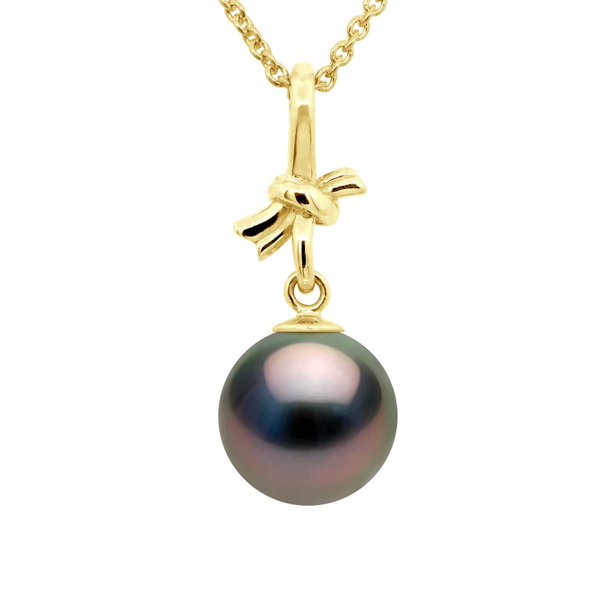Pendentif Véritable Perle de Tahiti Ronde 9-10 mm — Or Jaune 375 Millièmes 1