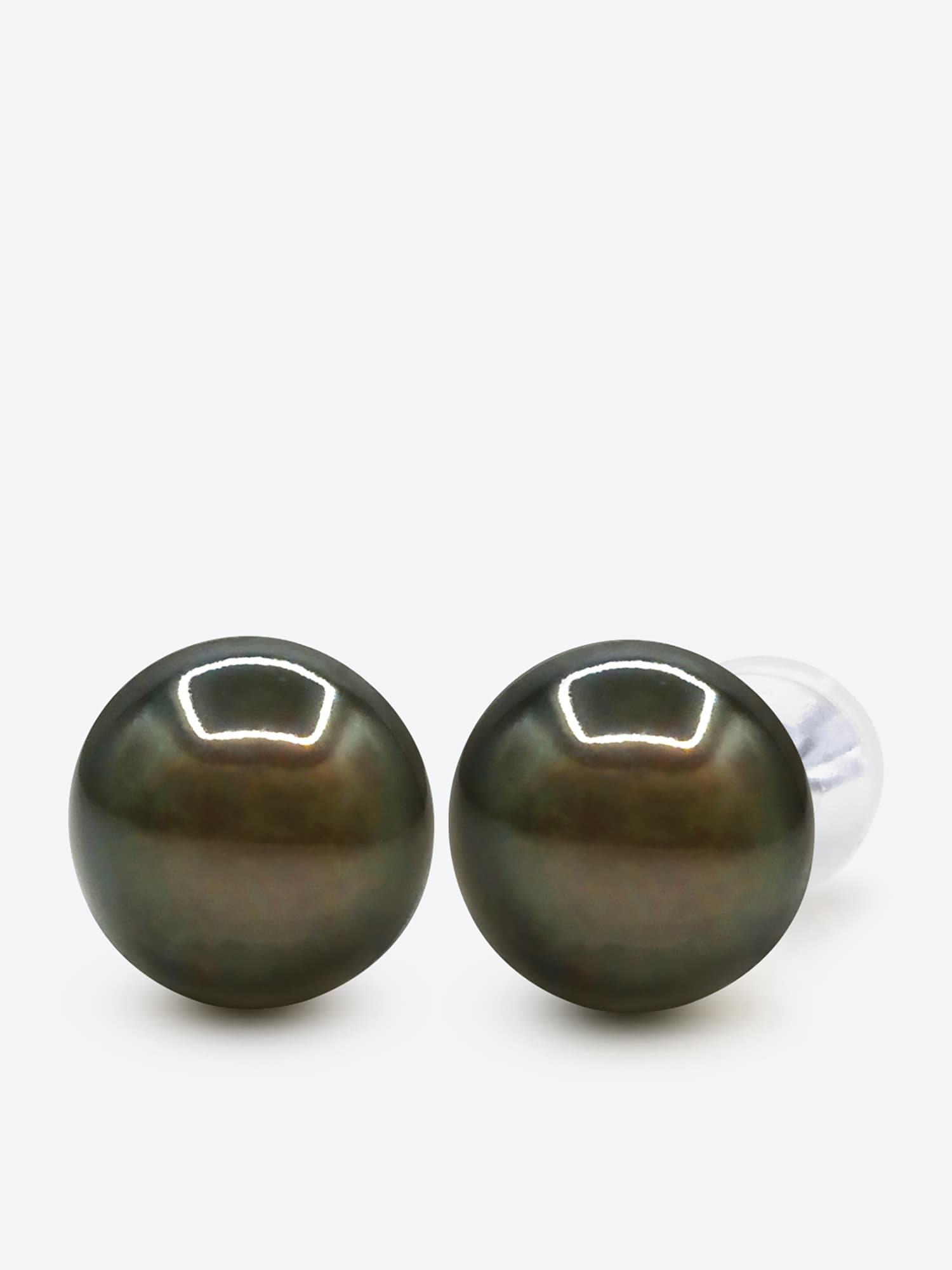 Boucles d'Oreilles Véritables Perles de Tahiti Rondes 8-9 mm — Or Blanc 375 Millièmes 1