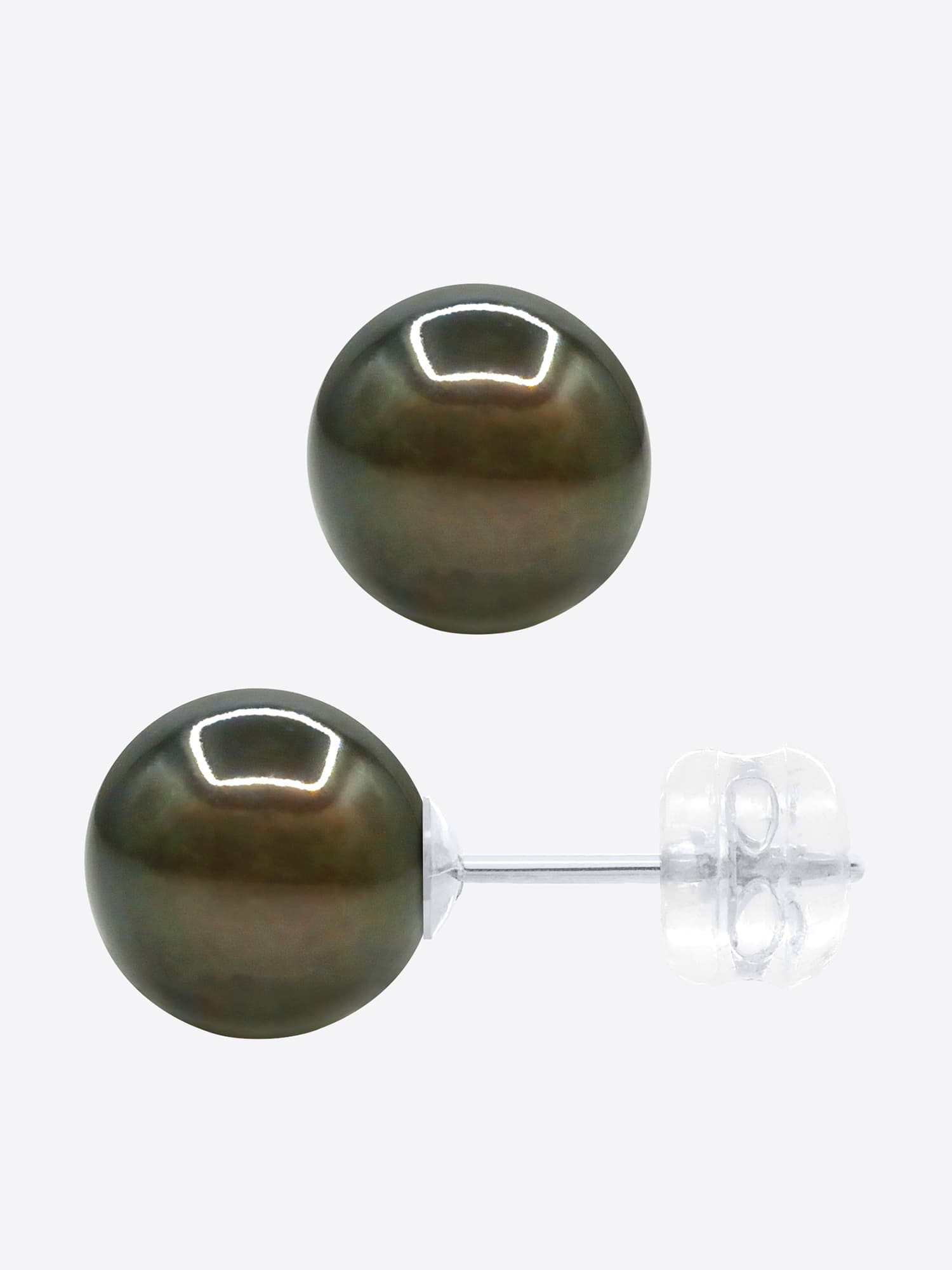 Boucles d'Oreilles Véritables Perles de Tahiti Rondes 8-9 mm — Or Blanc 375 Millièmes 5