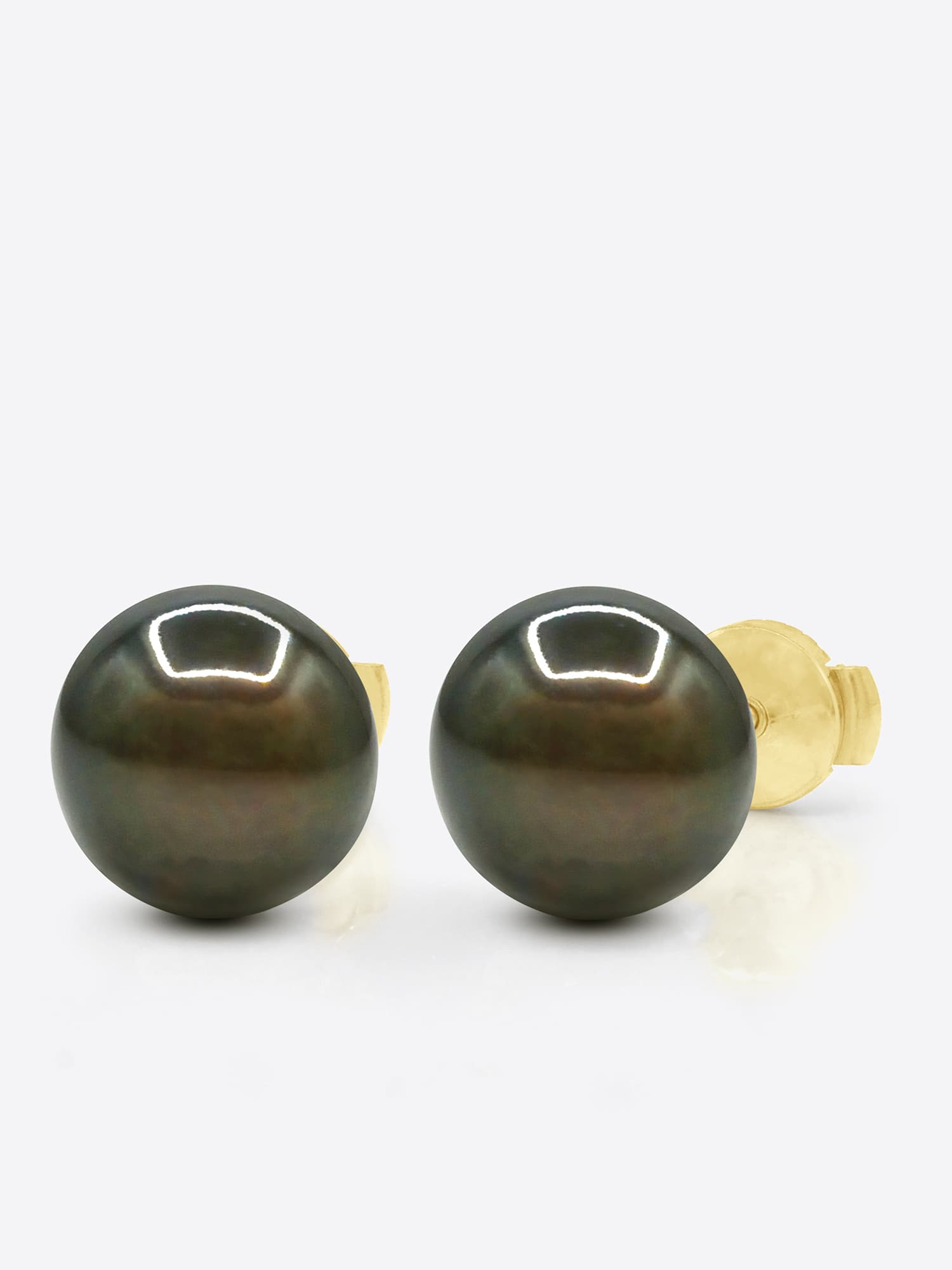 Boucles d'Oreilles Véritables Perles de Tahiti Rondes 10-11 mm — Or Jaune 375 Millièmes 1