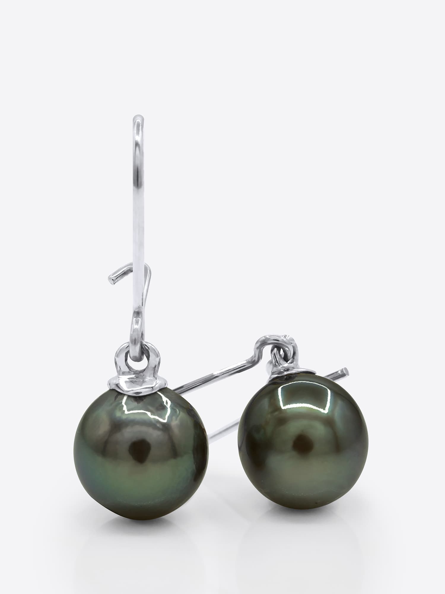 Boucles d'Oreilles Véritables Perles de Tahiti Poires 9-10 mm — Or Blanc 375 Millièmes 1